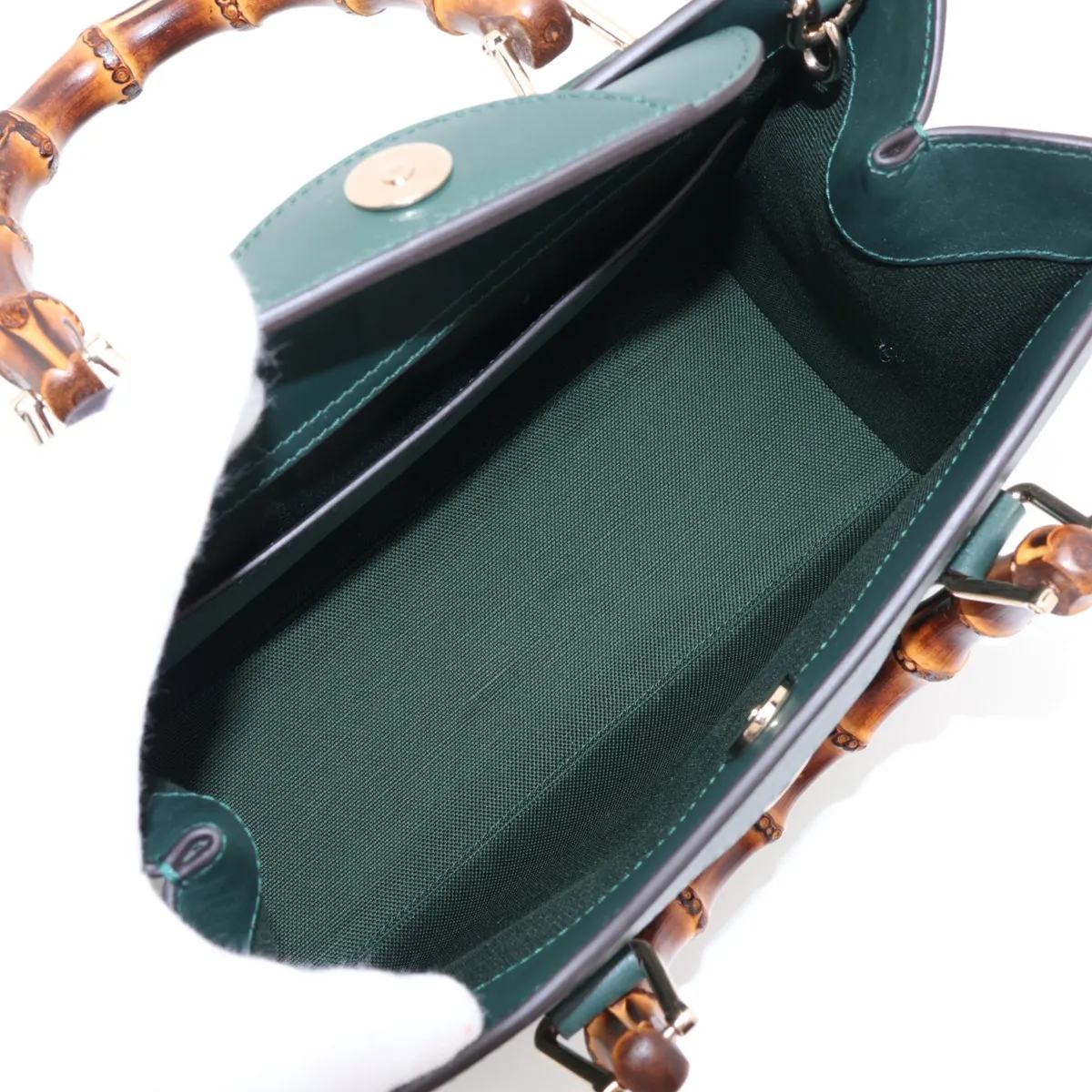 Bamboo Diana Leather 2-Way Handbag, Green, 853226 — view 8