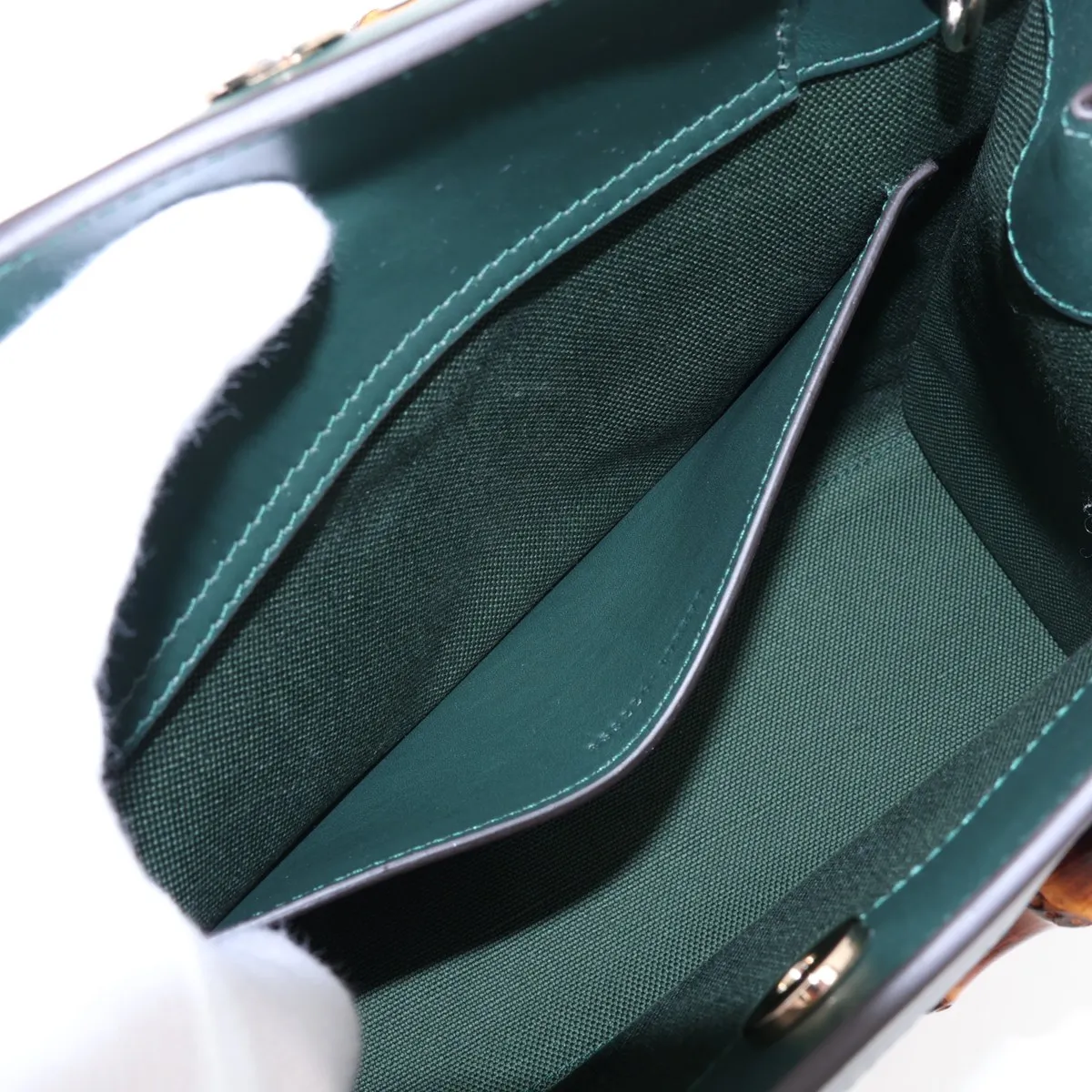Bamboo Diana Leather 2-Way Handbag, Green, 853226 — view 9