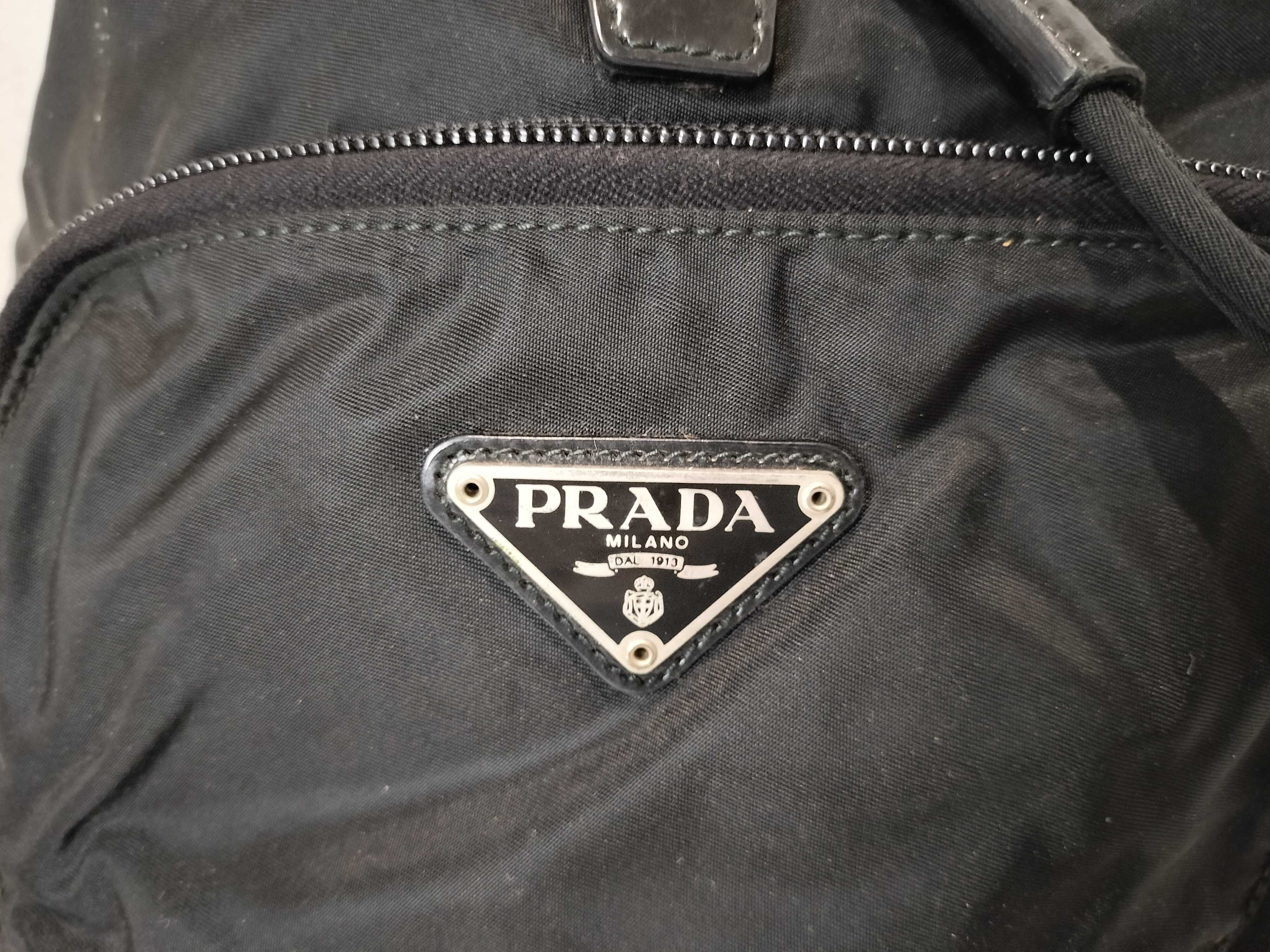 Nylon Triangle Logo Nylon Backpack, Black — view 2