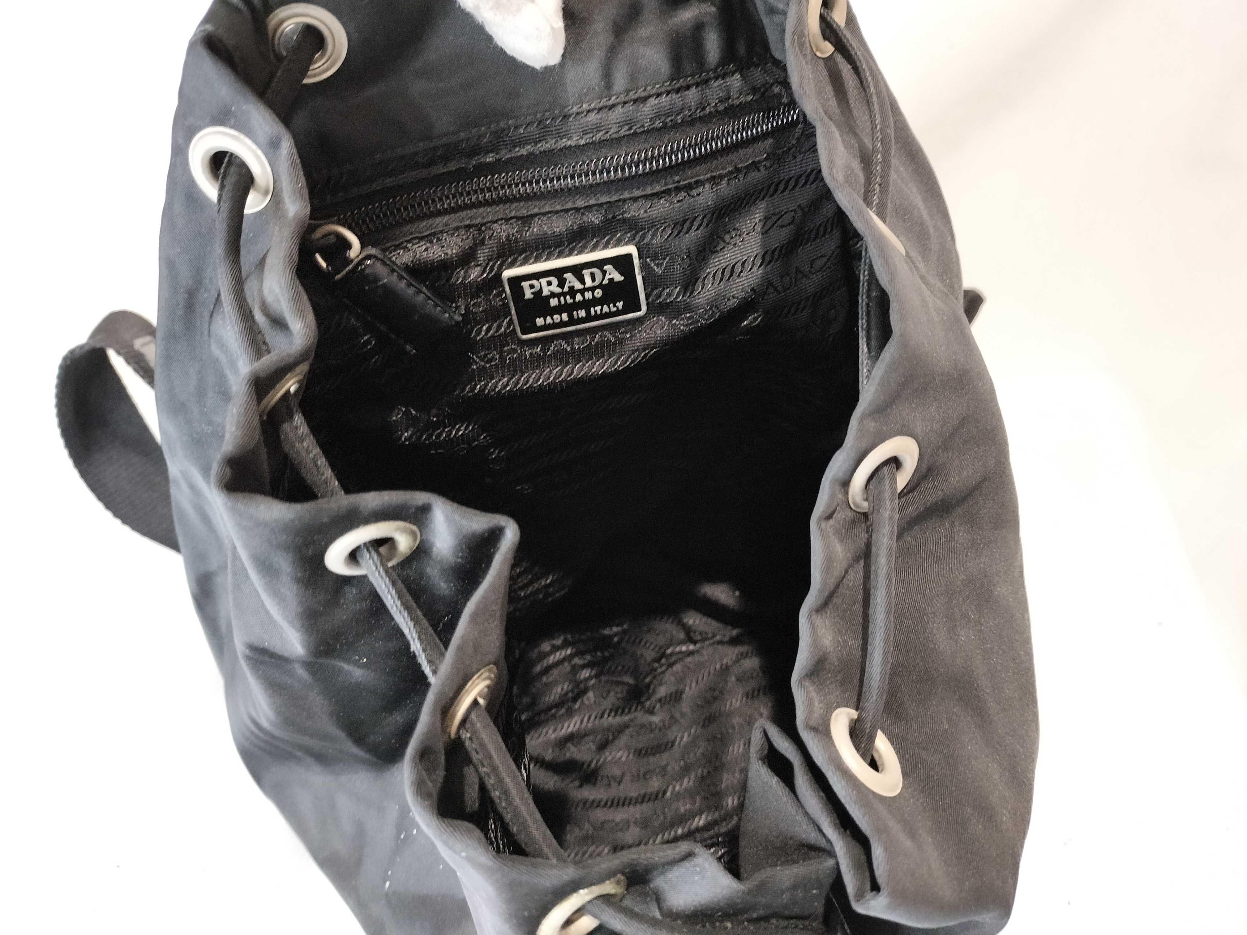 Nylon Triangle Logo Nylon Backpack, Black — view 11