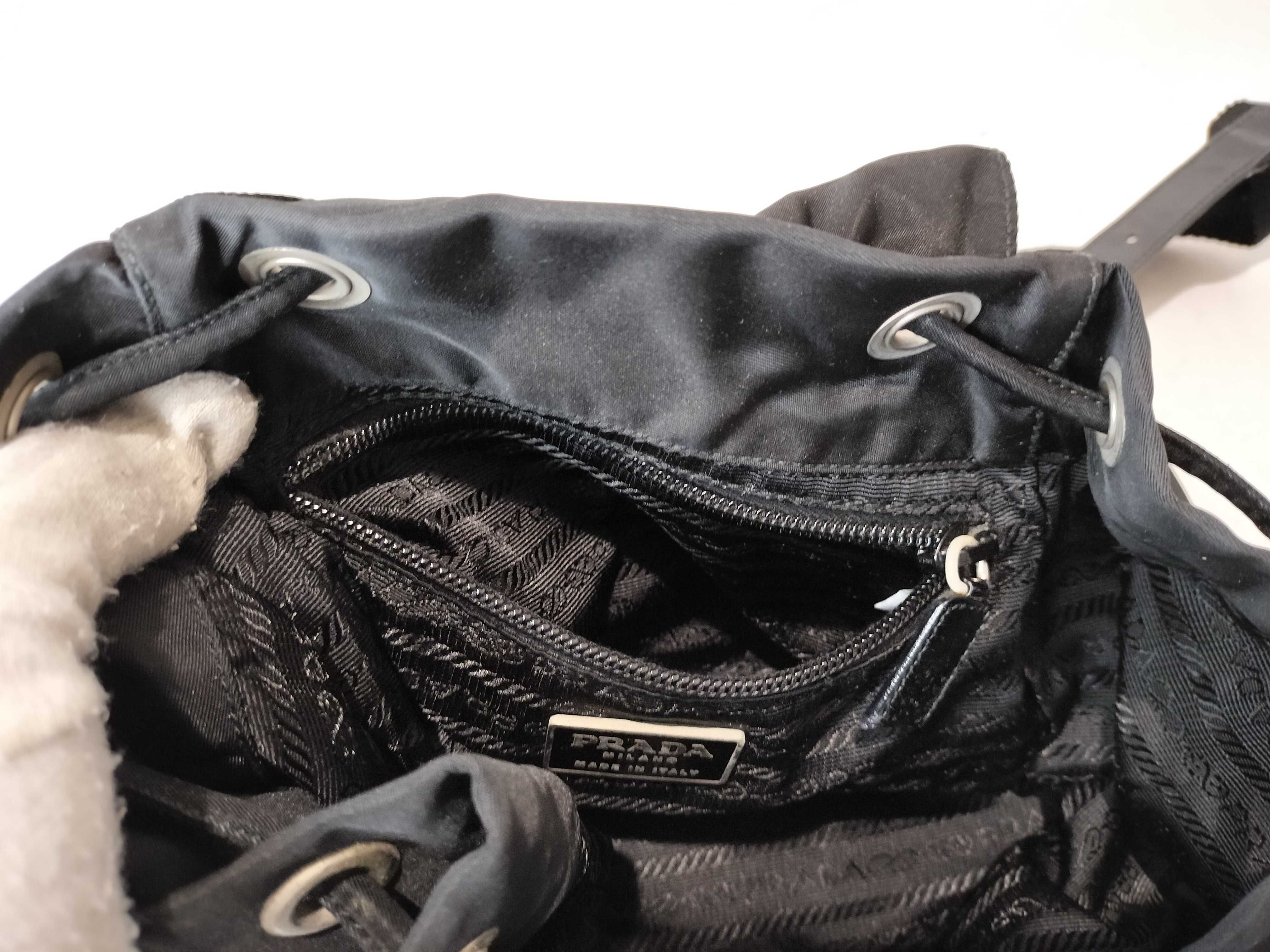 Nylon Triangle Logo Nylon Backpack, Black — view 12