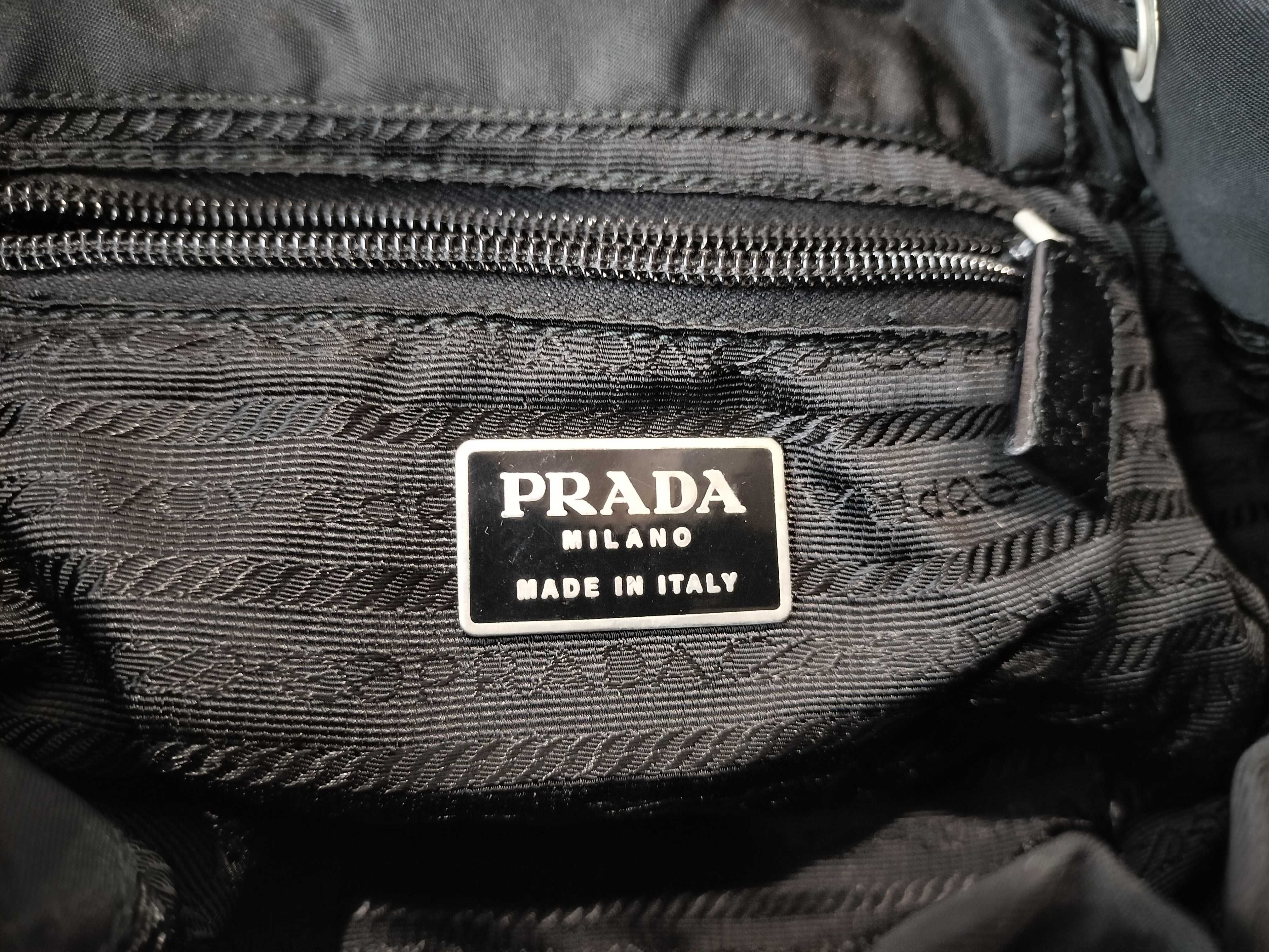 Nylon Triangle Logo Nylon Backpack, Black — view 13