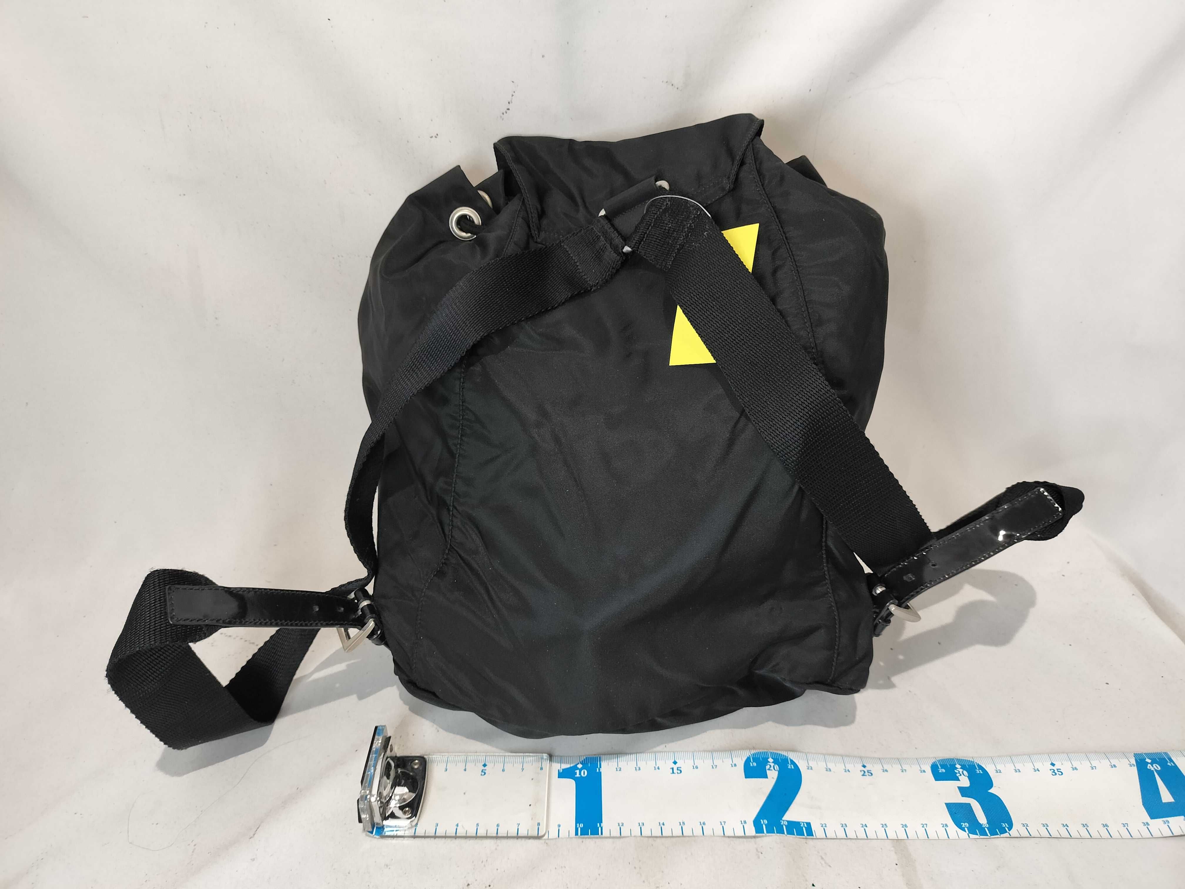 Nylon Triangle Logo Nylon Backpack, Black — view 3