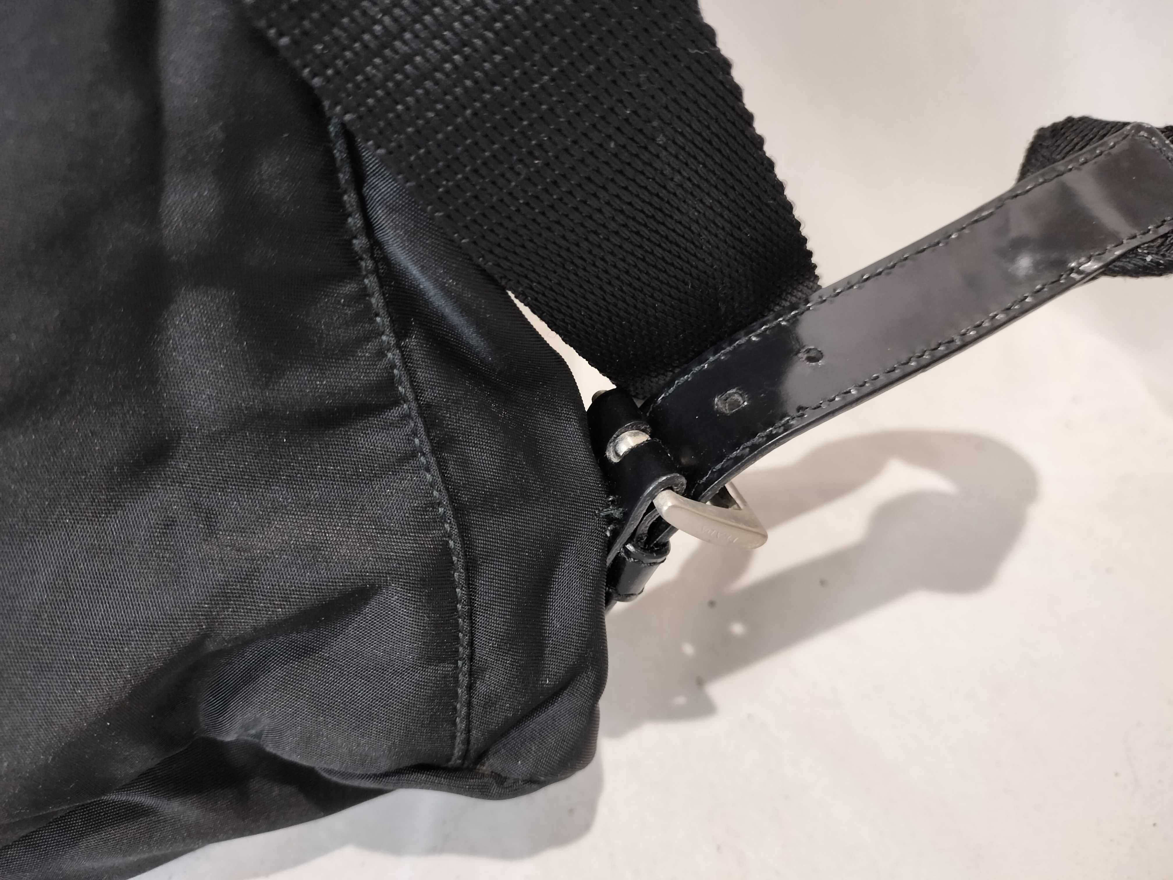 Nylon Triangle Logo Nylon Backpack, Black — view 5