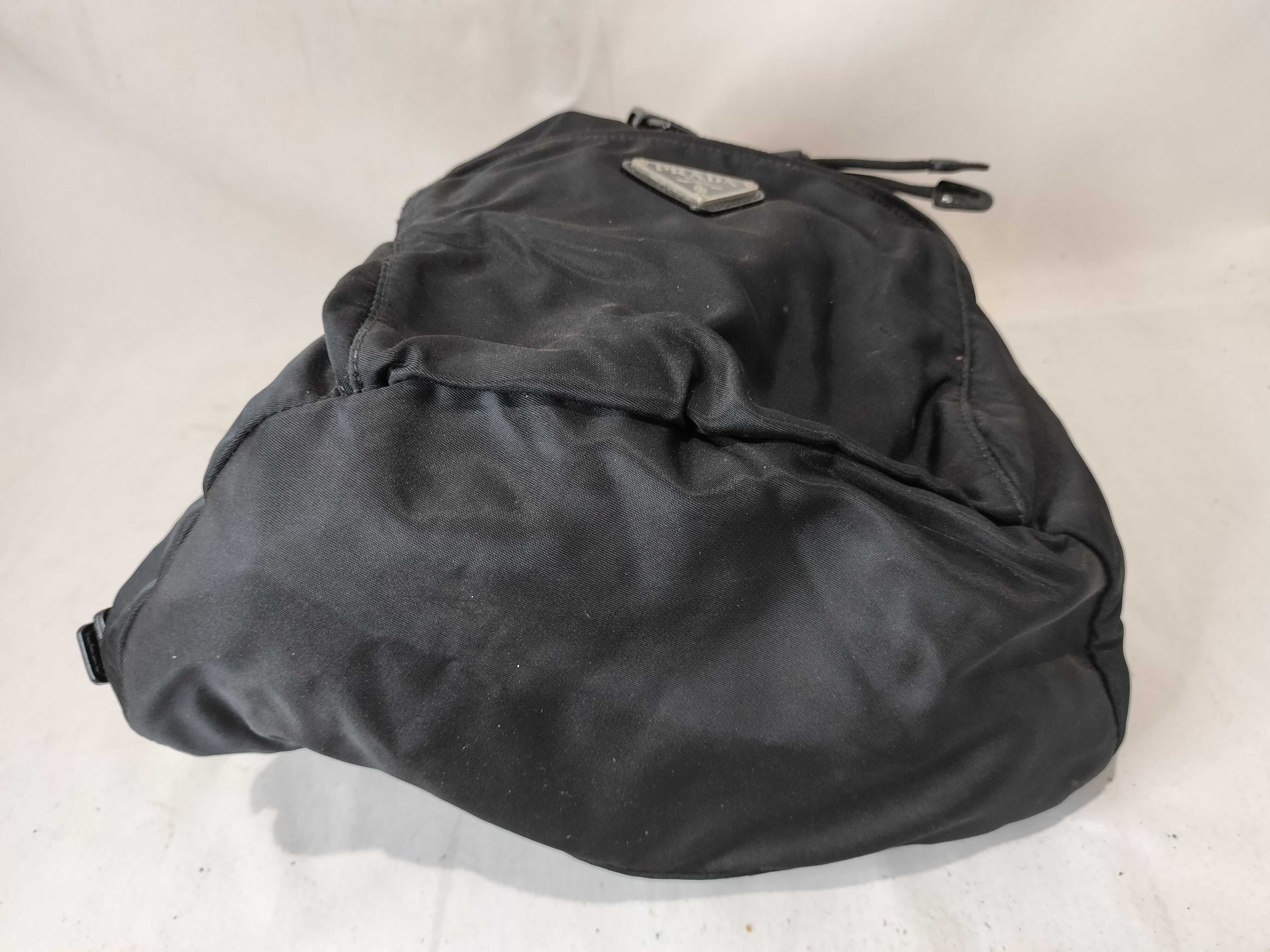 Nylon Triangle Logo Nylon Backpack, Black — view 7
