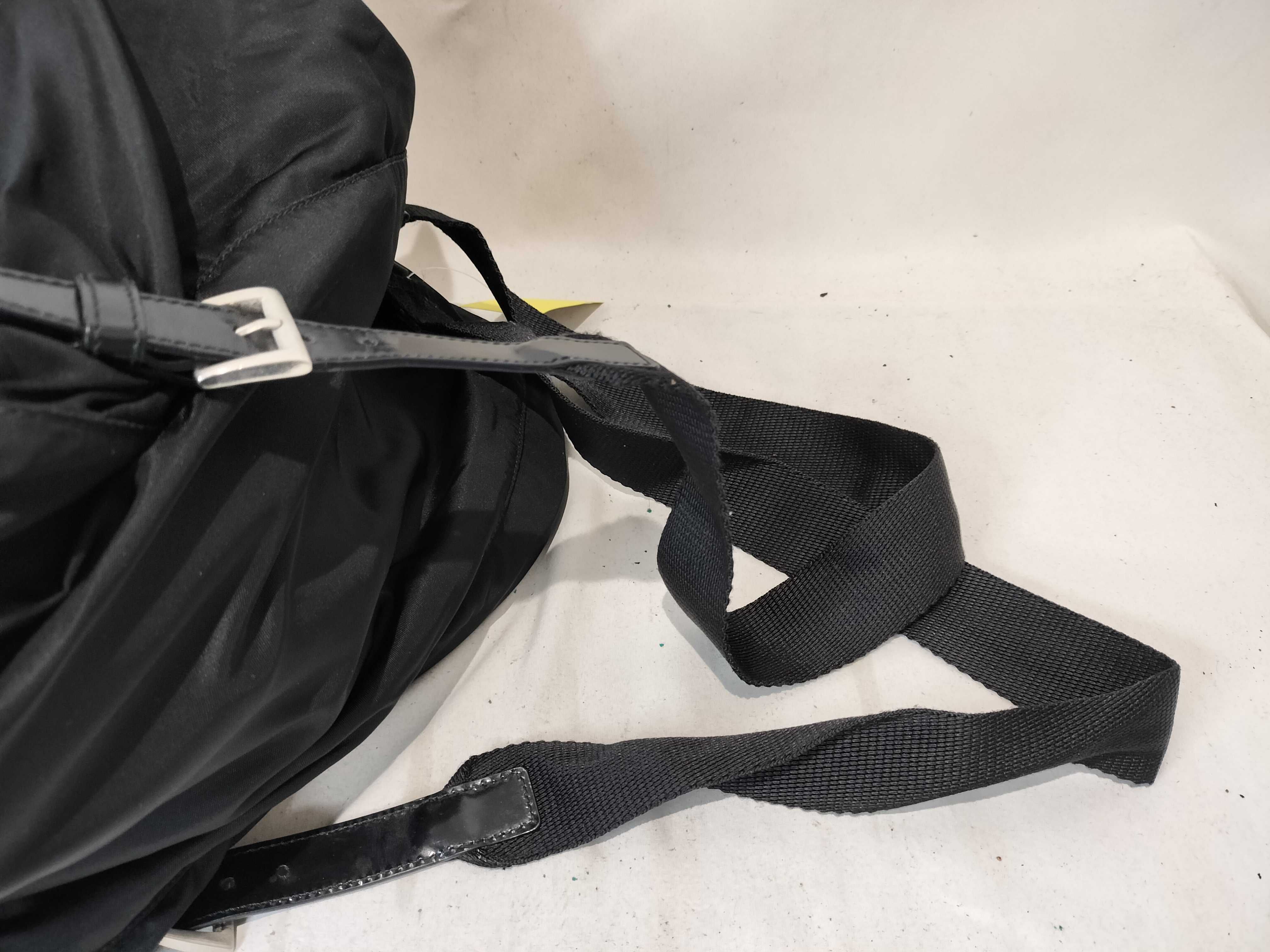 Nylon Triangle Logo Nylon Backpack, Black — view 9
