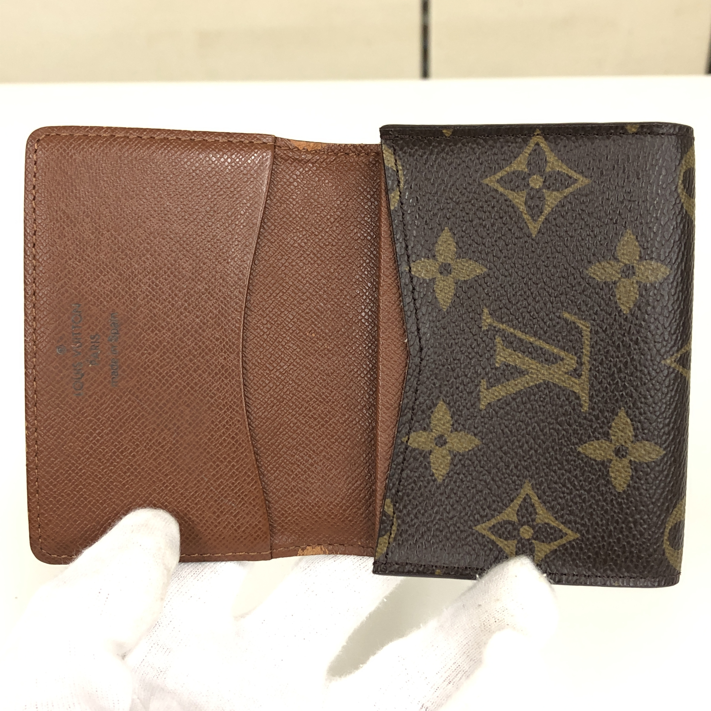 No stickiness Louis Vuitton Monogram Enveloppe Carte de Visite M62920 Card Case AS0011 Business Card Holder Pass Case Made in Spain Box Card Case — view 9