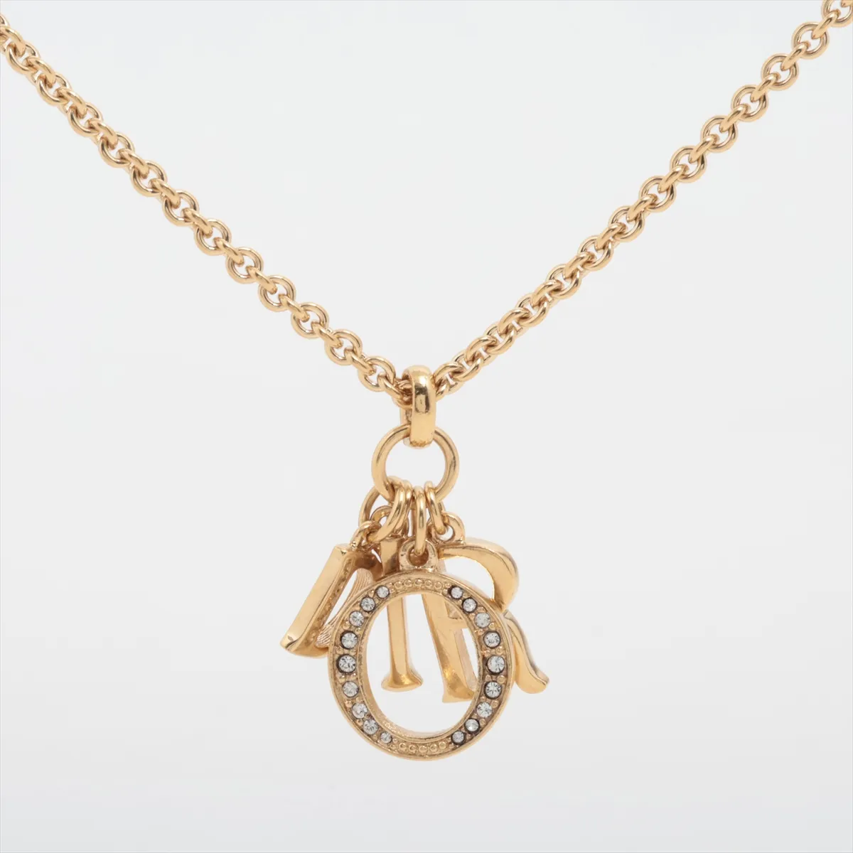 logo necklace, GP x rhinestone, gold,