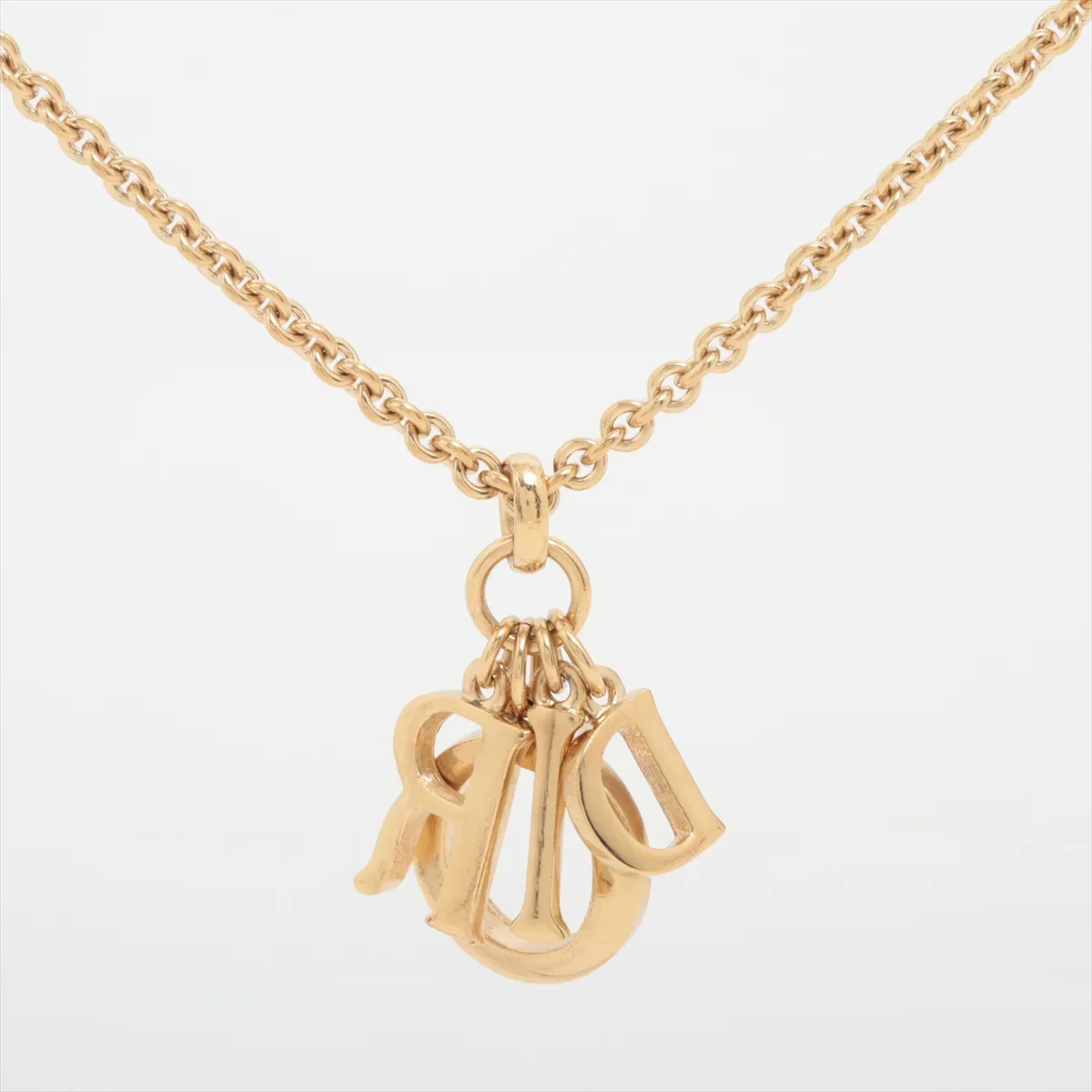 logo necklace, GP x rhinestone, gold, — view 2