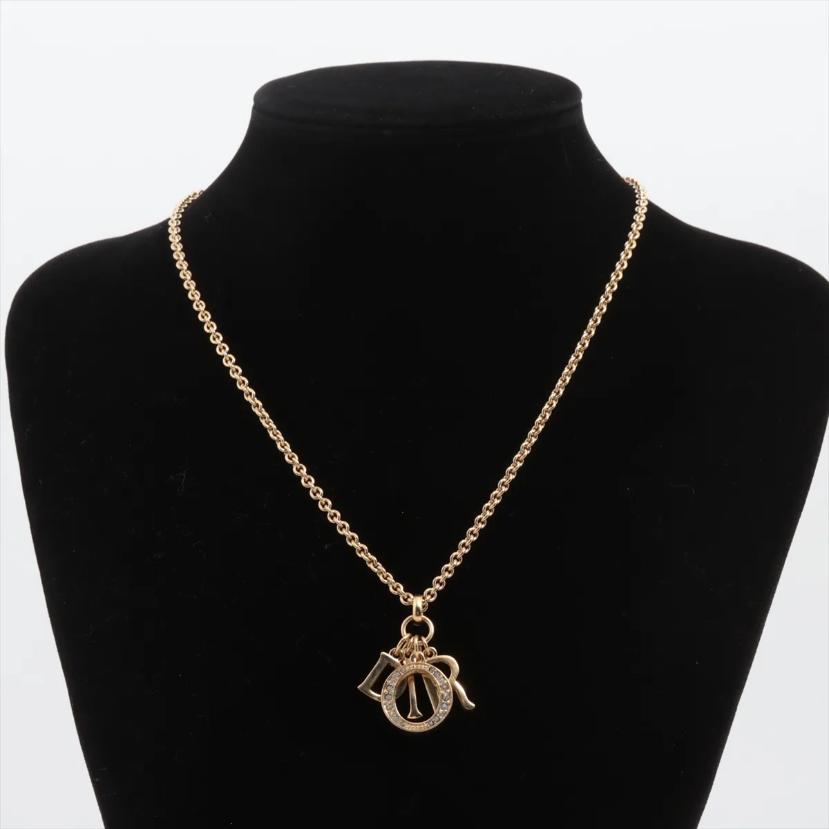 logo necklace, GP x rhinestone, gold, — view 5