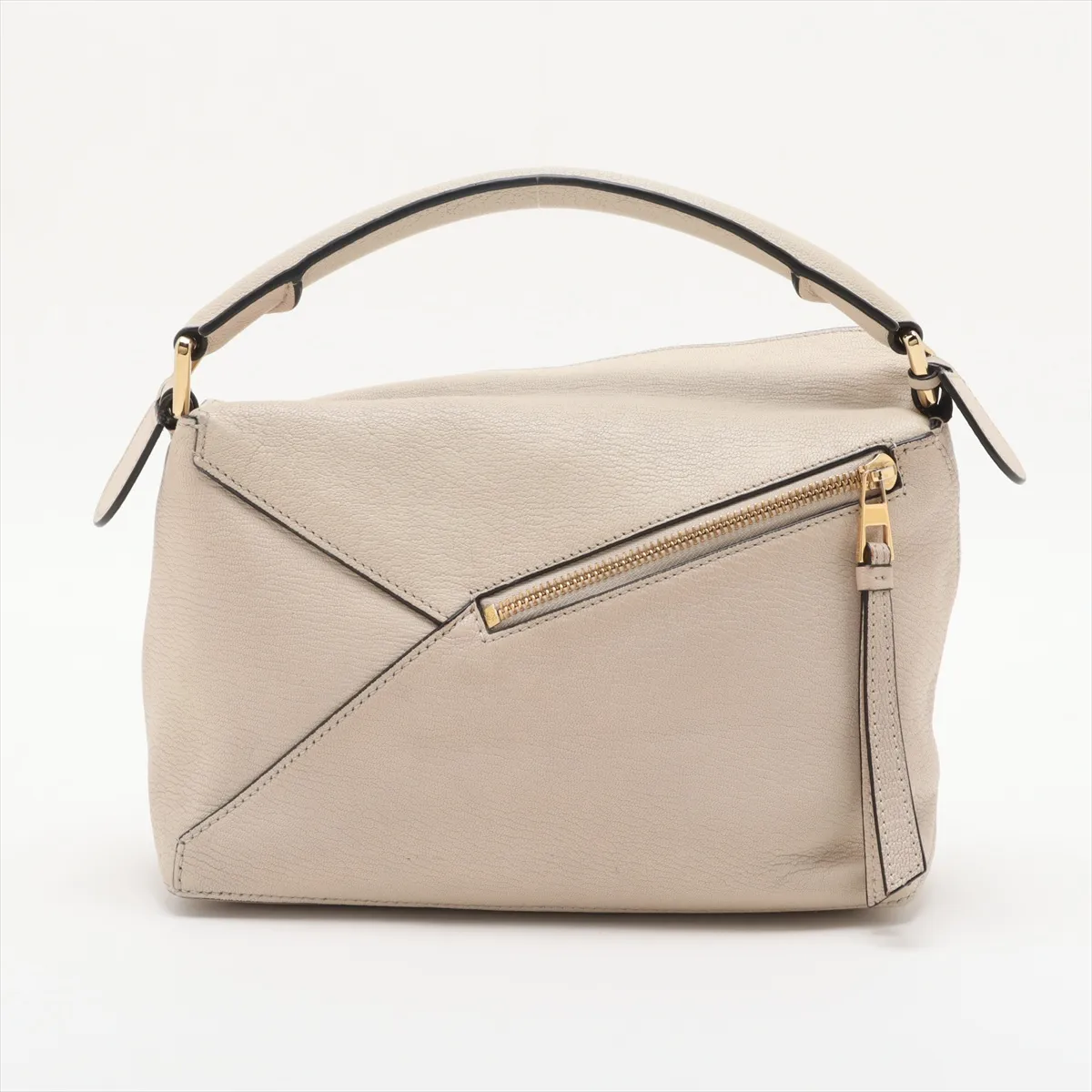 Puzzle Bag Small Leather 2WAY Handbag Beige — view 2