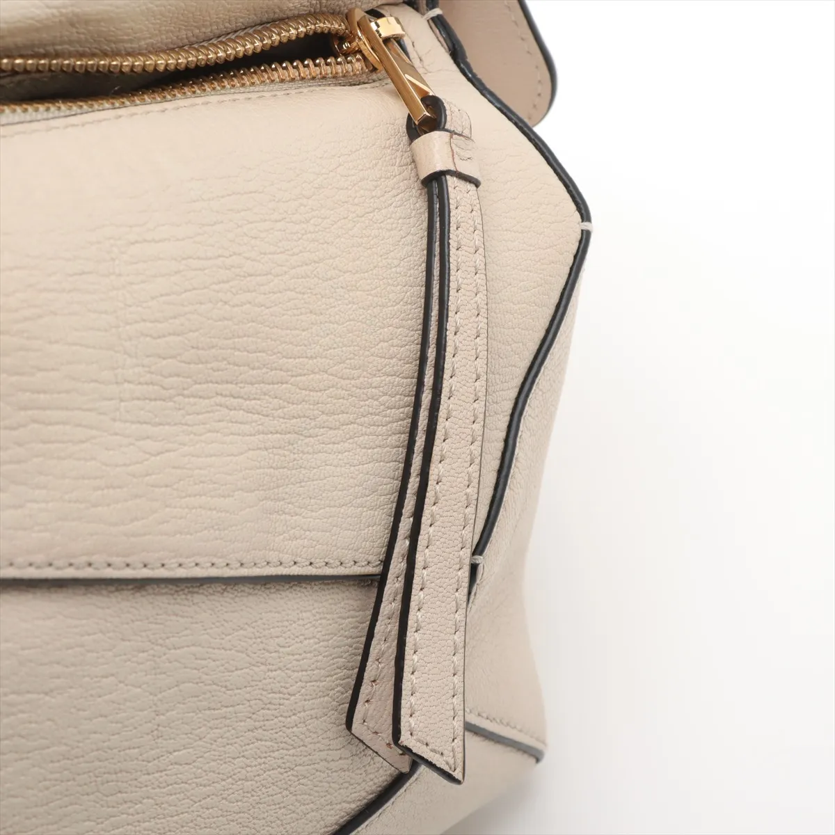 Puzzle Bag Small Leather 2WAY Handbag Beige — view 13