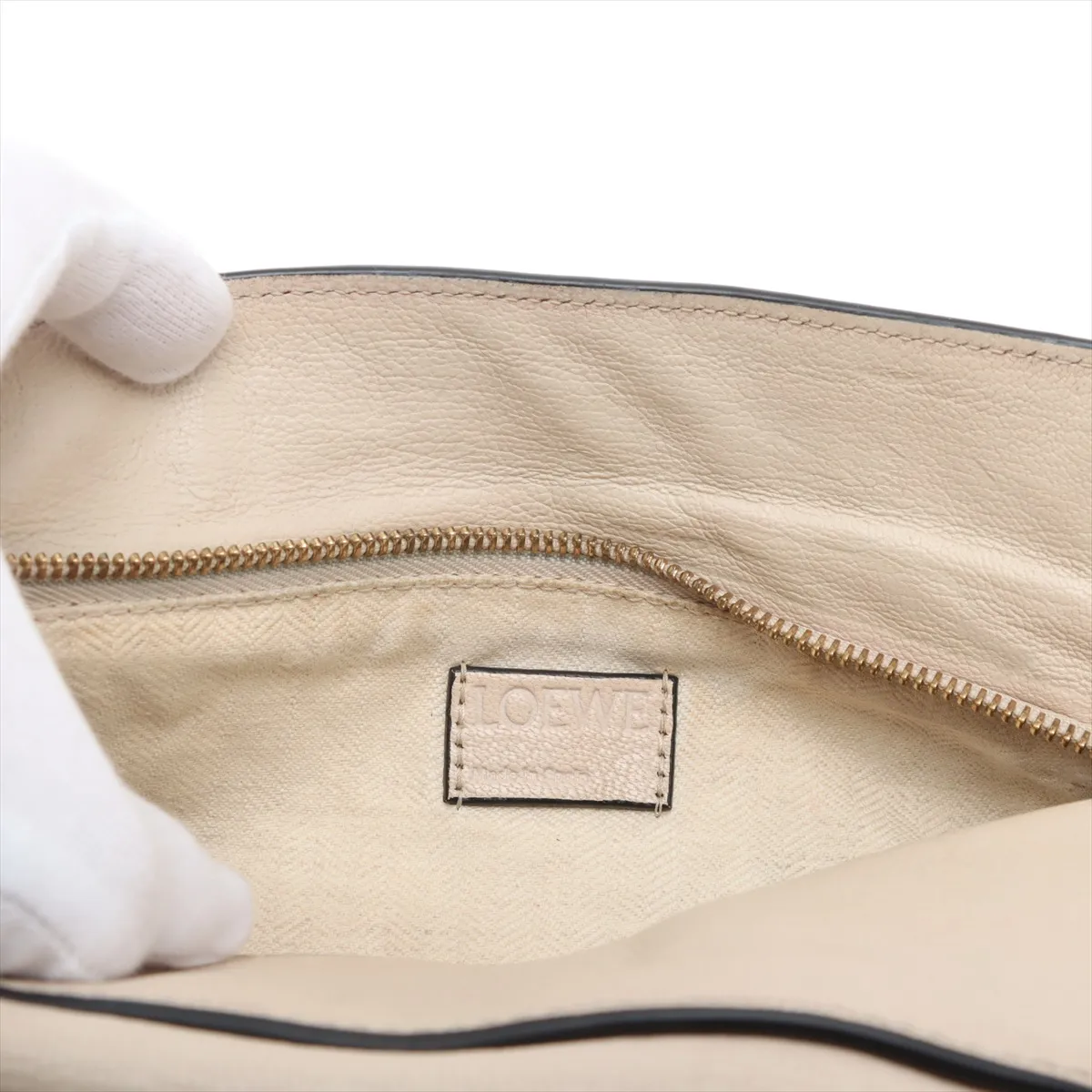 Puzzle Bag Small Leather 2WAY Handbag Beige — view 14