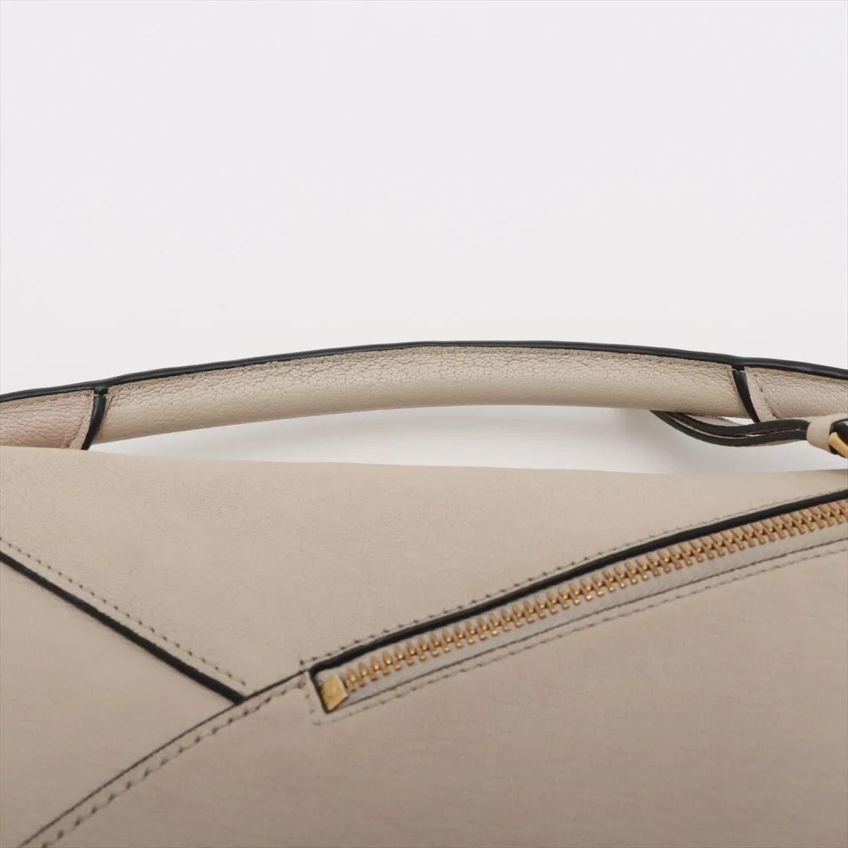 Puzzle Bag Small Leather 2WAY Handbag Beige — view 6