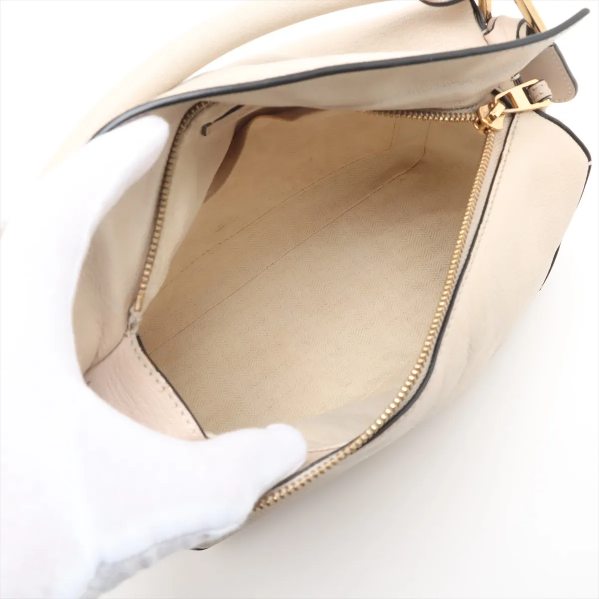 Puzzle Bag Small Leather 2WAY Handbag Beige — view 8