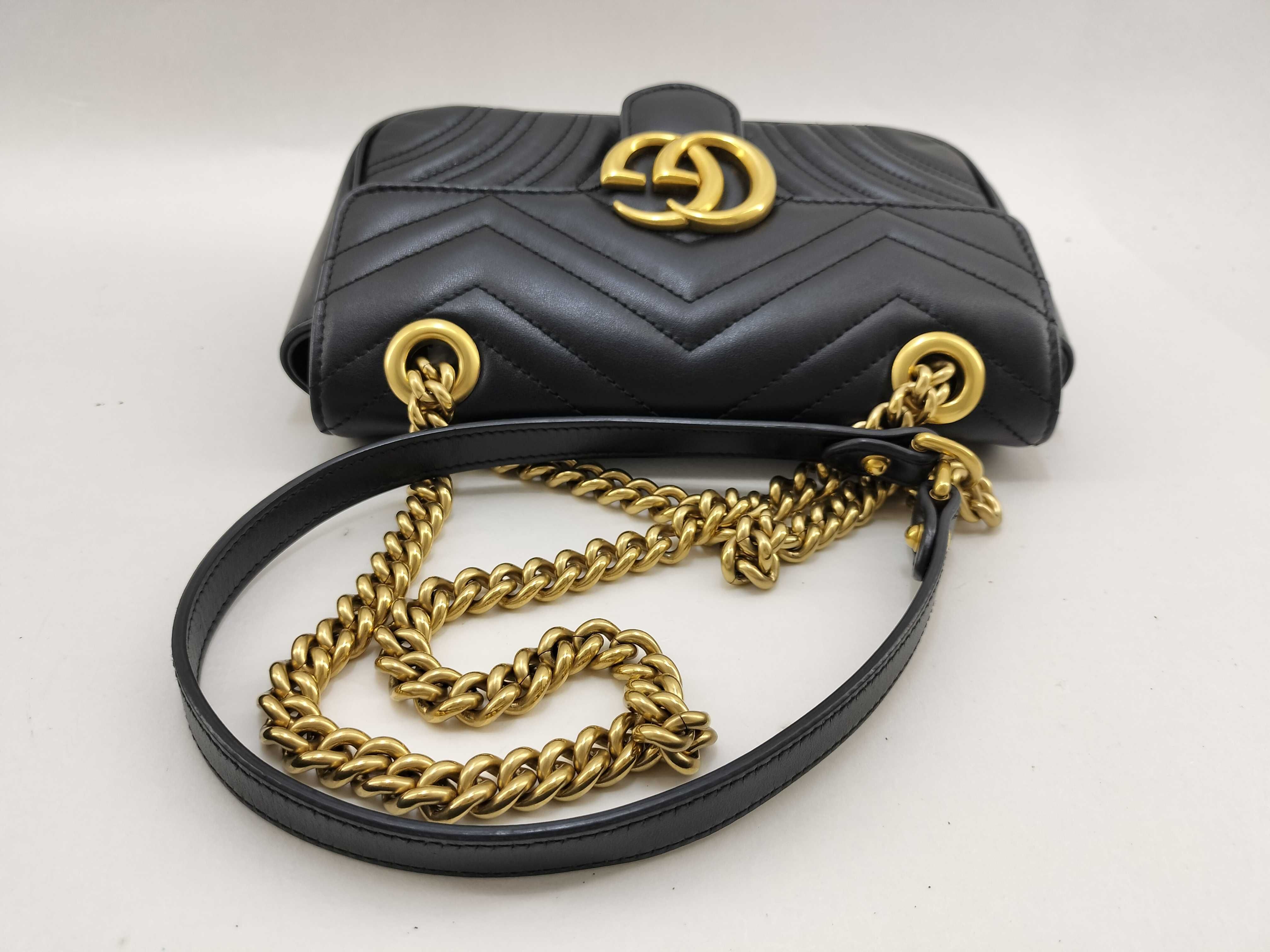 GG Marmont Shoulder Bag, Leather, Black Shoulder Bag — view 7
