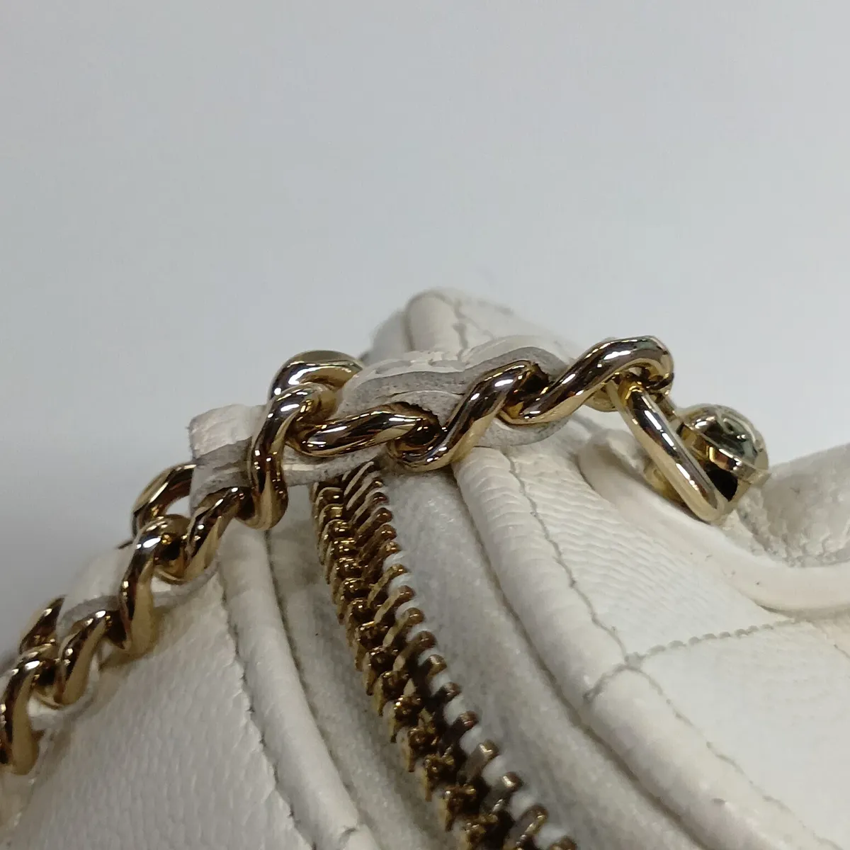 Matelassé Caviar Skin Vanity Bag, White with Gold Hardware, C8L75280, Random Plate — view 15