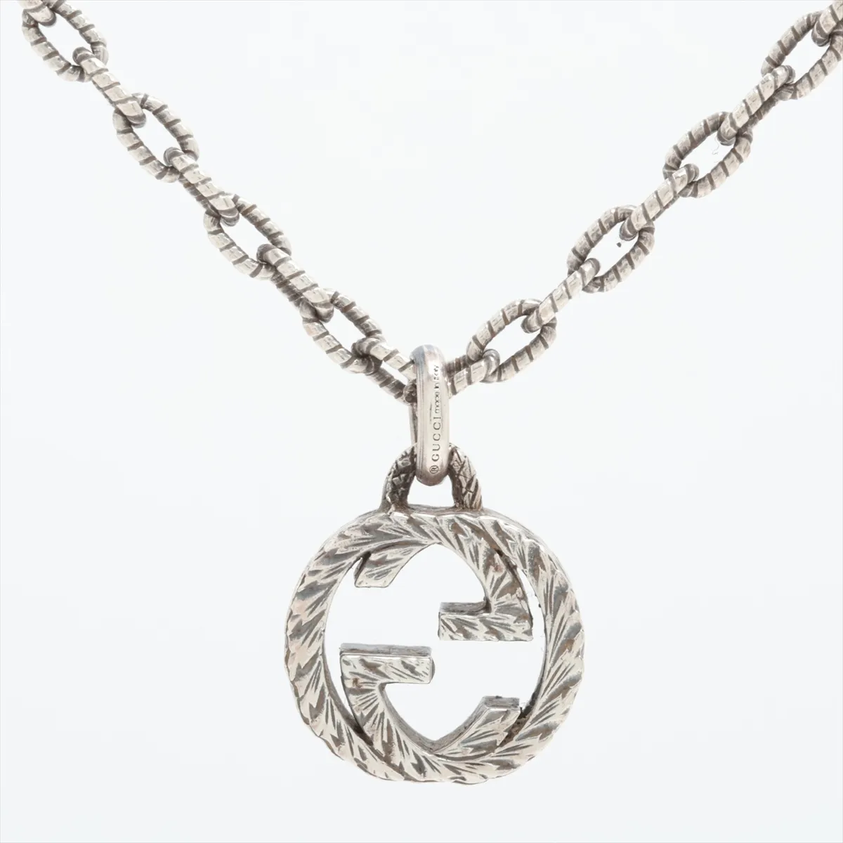 Interlocking G Arabesque Necklace, 925 Sterling Silver, 19.1g. Shows signs of wear including — view 2