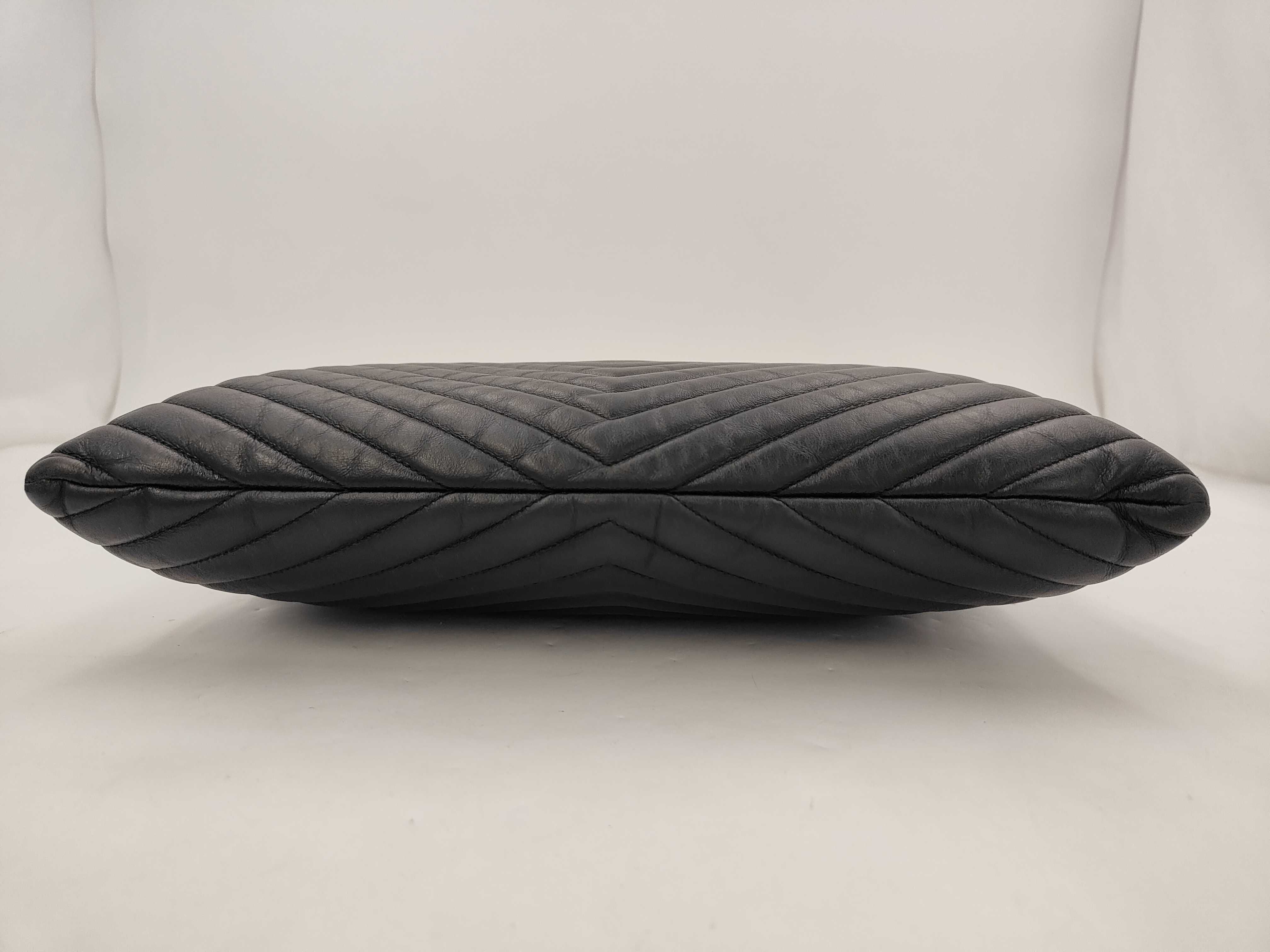 Cassandra Matelasse Monogram Clutch Bag Black Silver Hardware — view 3