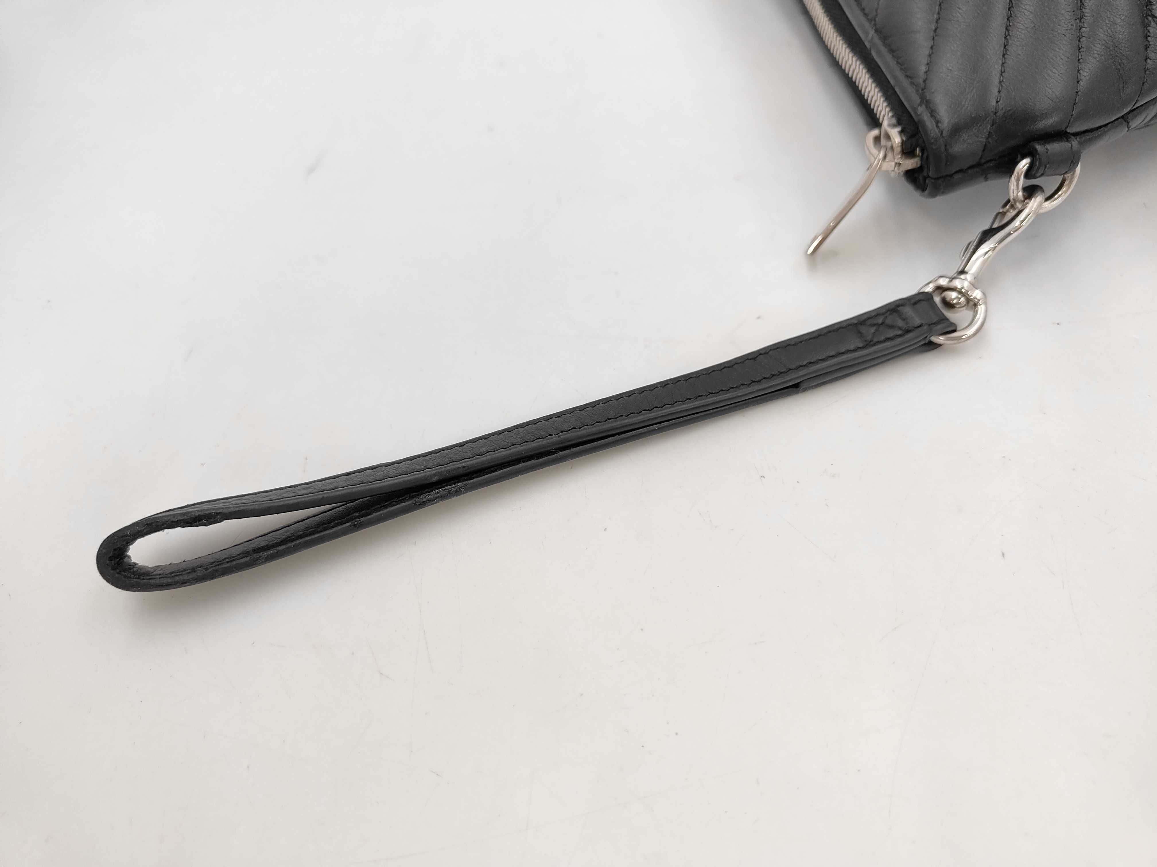 Cassandra Matelasse Monogram Clutch Bag Black Silver Hardware — view 5
