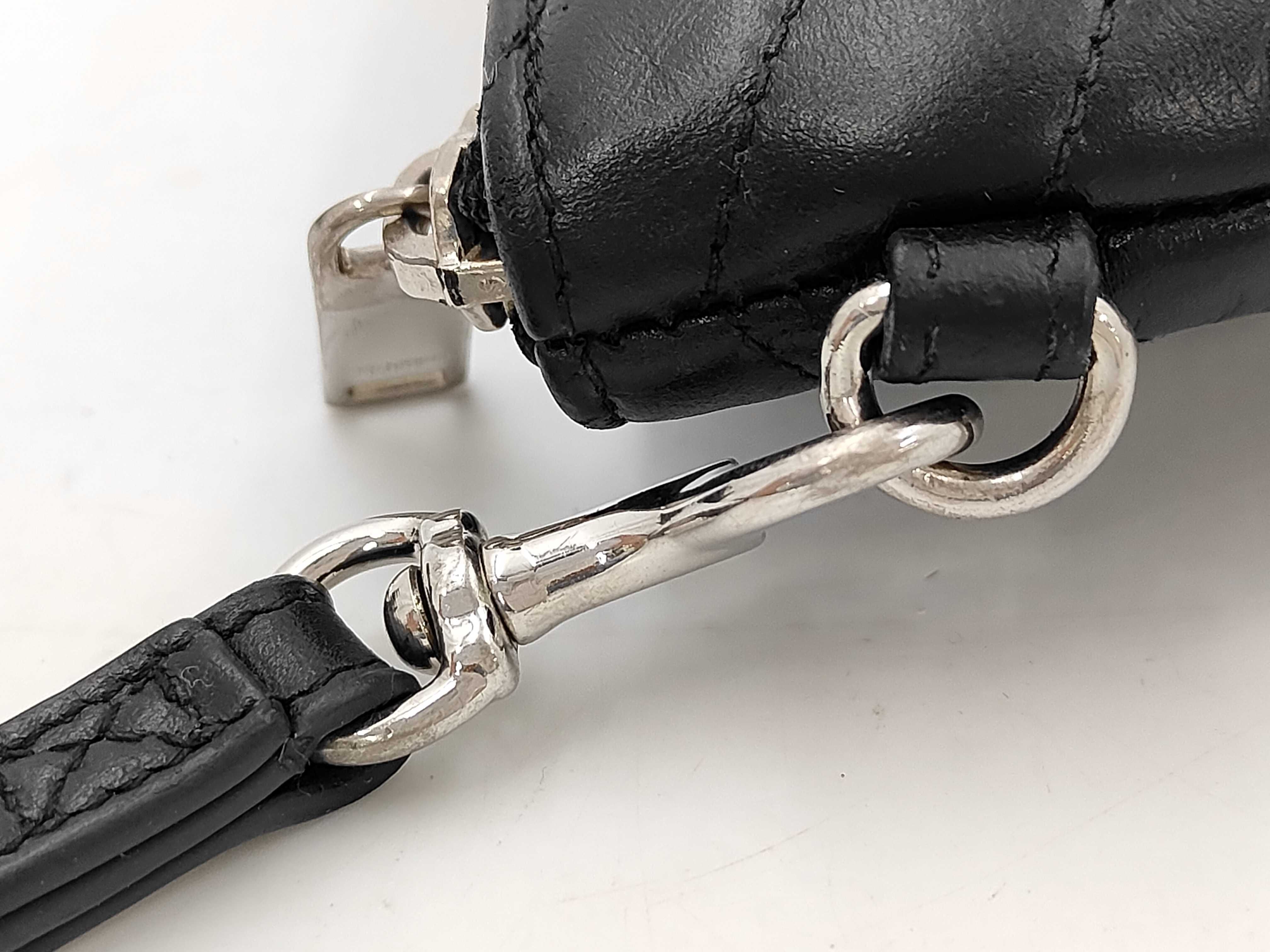 Cassandra Matelasse Monogram Clutch Bag Black Silver Hardware — view 6