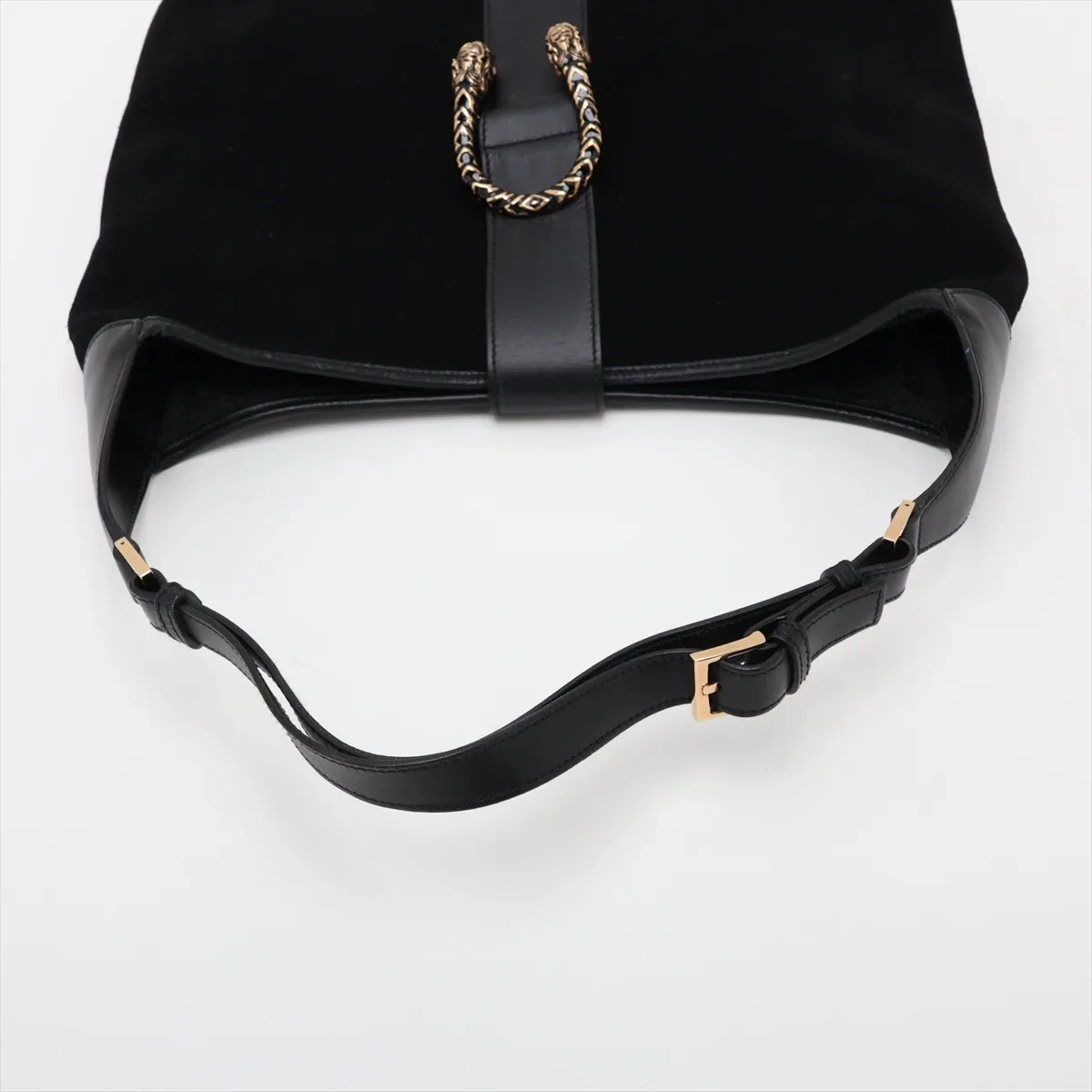 Suede and Leather Shoulder Bag, Black — view 5