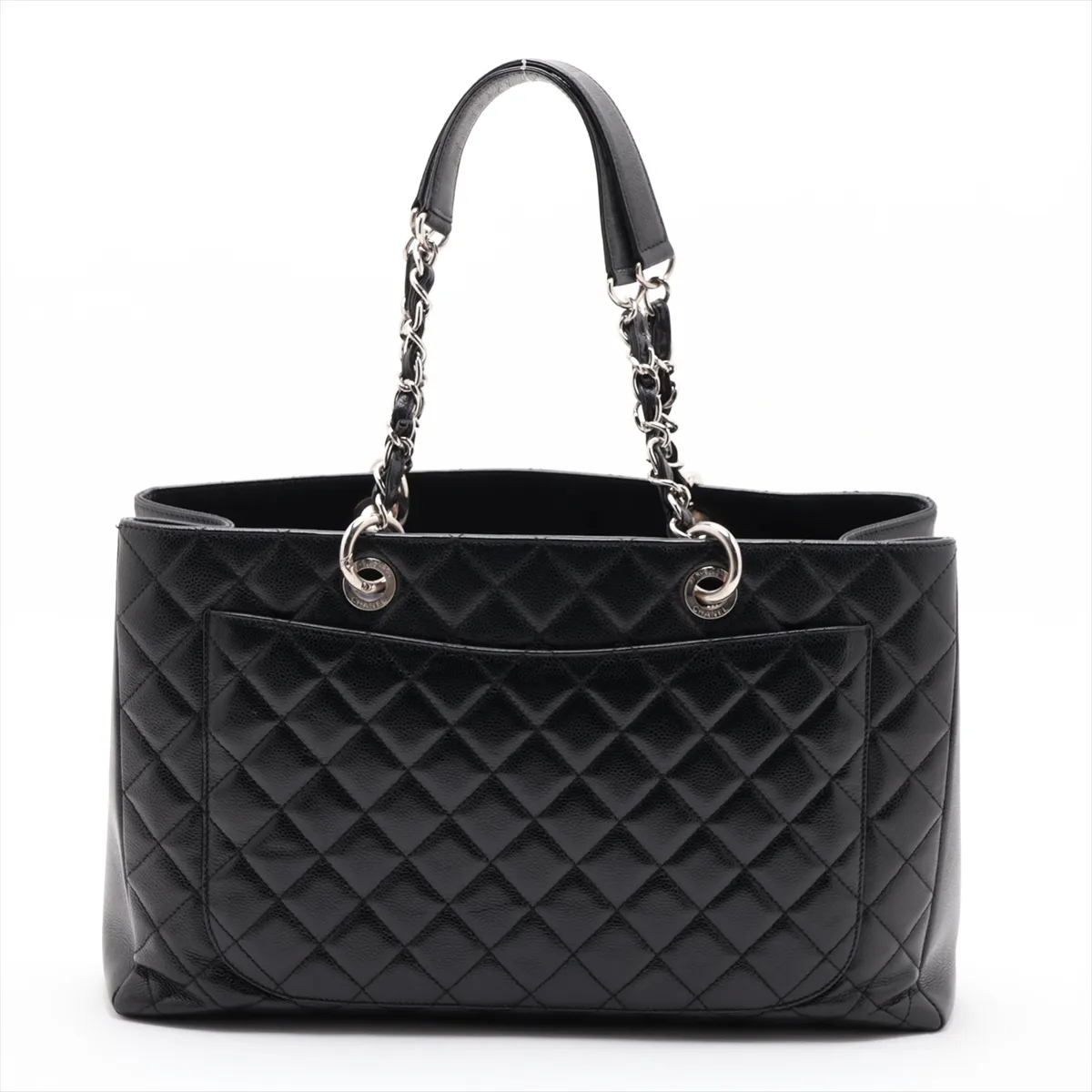 GST XL Caviar Skin Chain Tote Bag, Black with Silver Hardware, 16744903, Serial Number 16, A66865 — view 2
