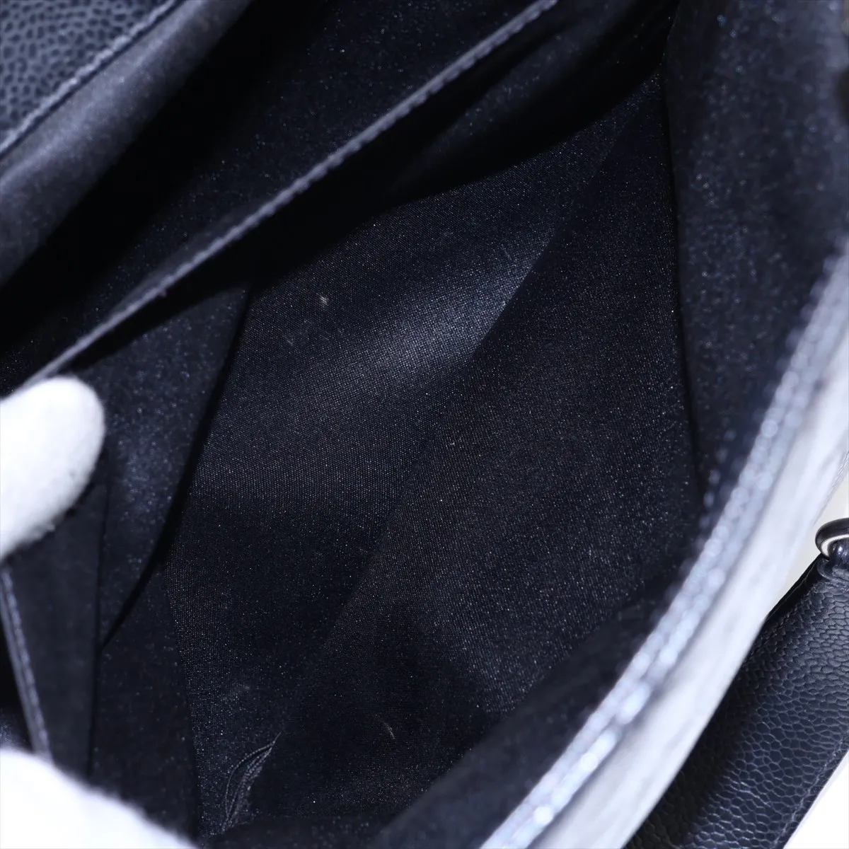GST XL Caviar Skin Chain Tote Bag, Black with Silver Hardware, 16744903, Serial Number 16, A66865 — view 11