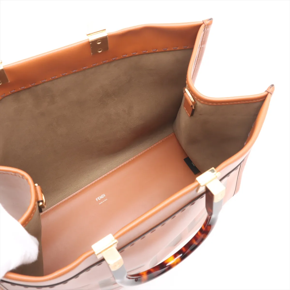 Sunshine Medium Leather 2WAY Tote Bag Brown 8BH386 — view 8