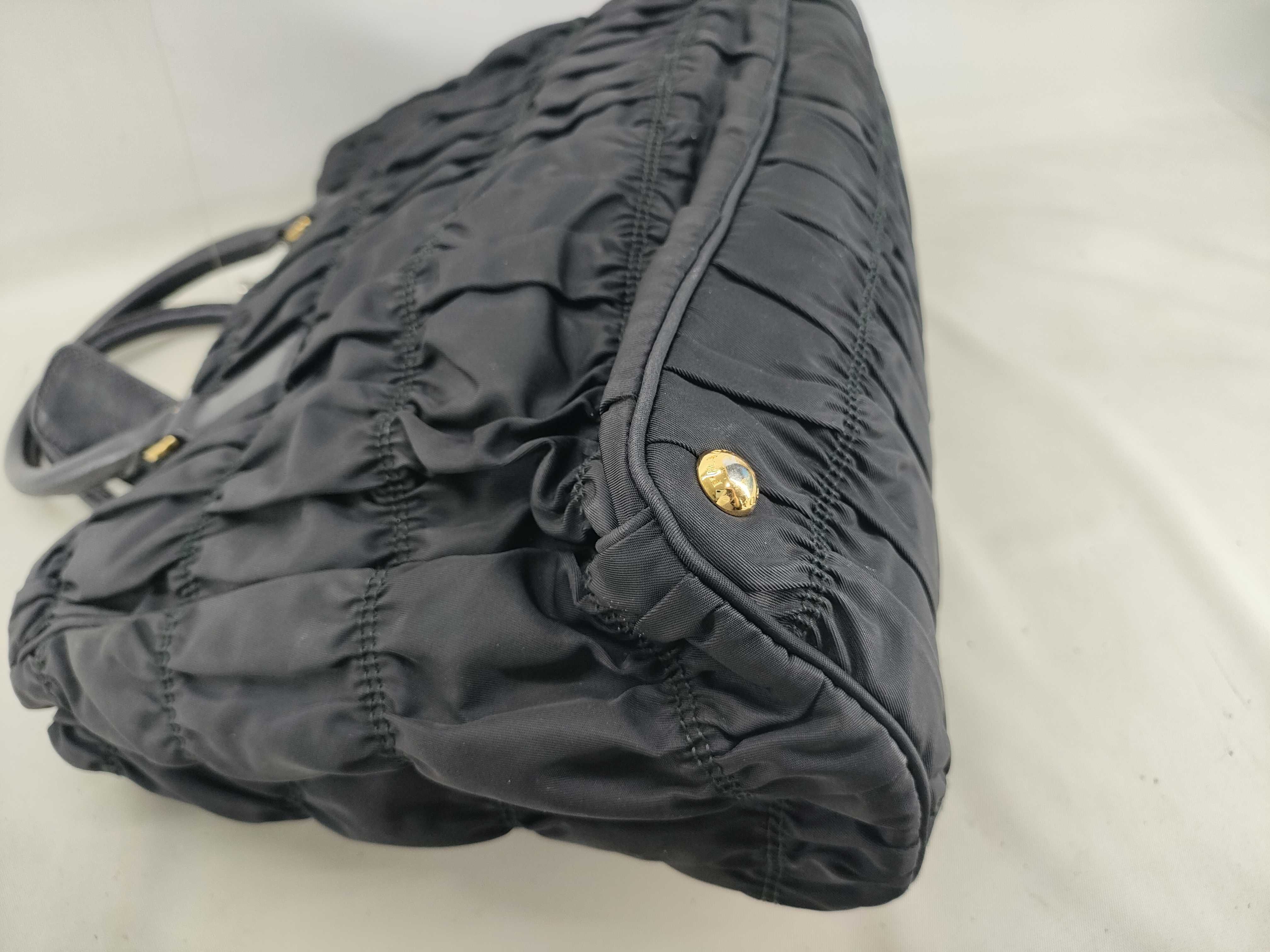 Nylon ID-Tesut Gauffle Nylon 2-Way Handbag Black BN1336 with strap and crochet — view 4