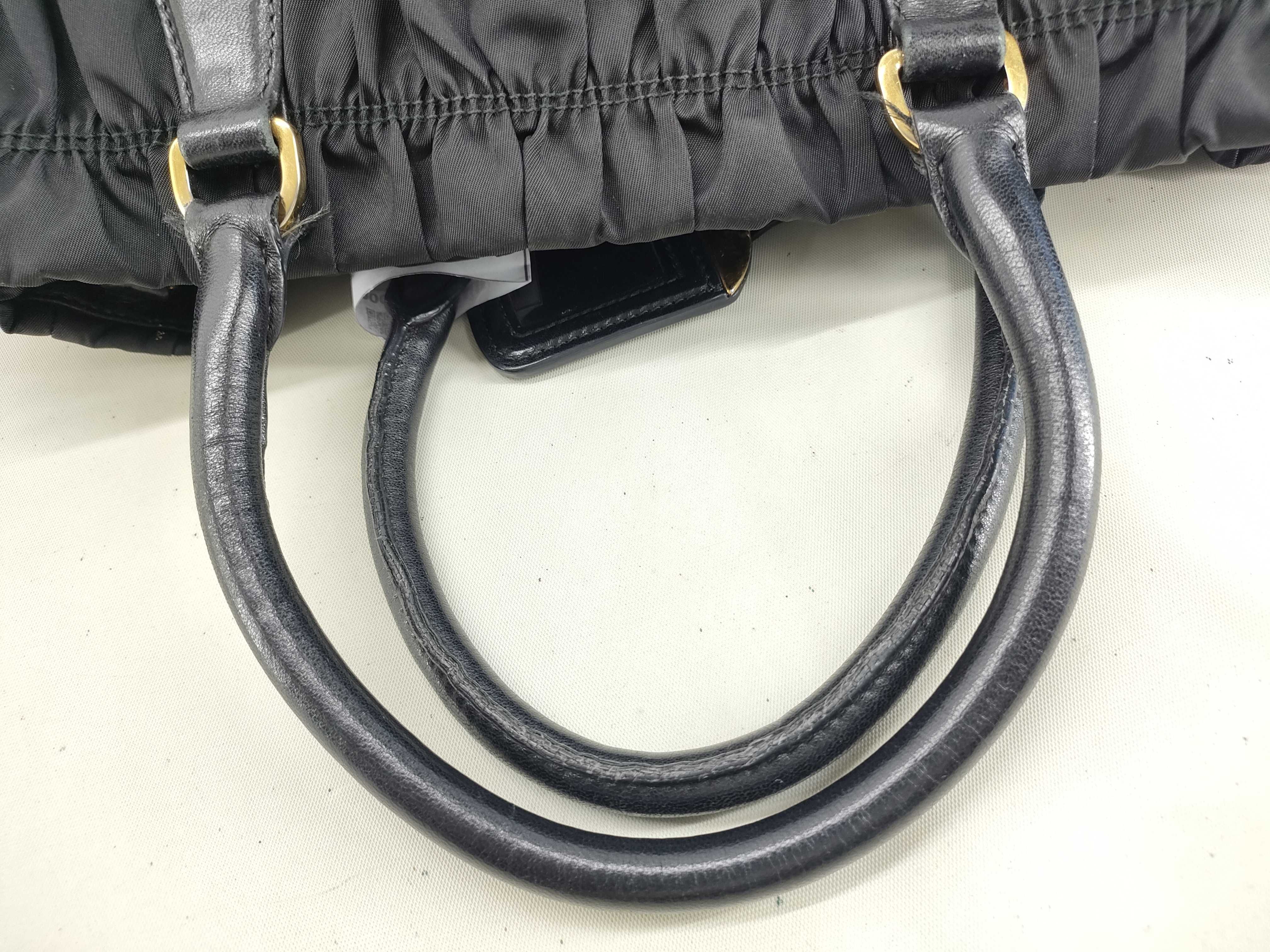 Nylon ID-Tesut Gauffle Nylon 2-Way Handbag Black BN1336 with strap and crochet — view 5