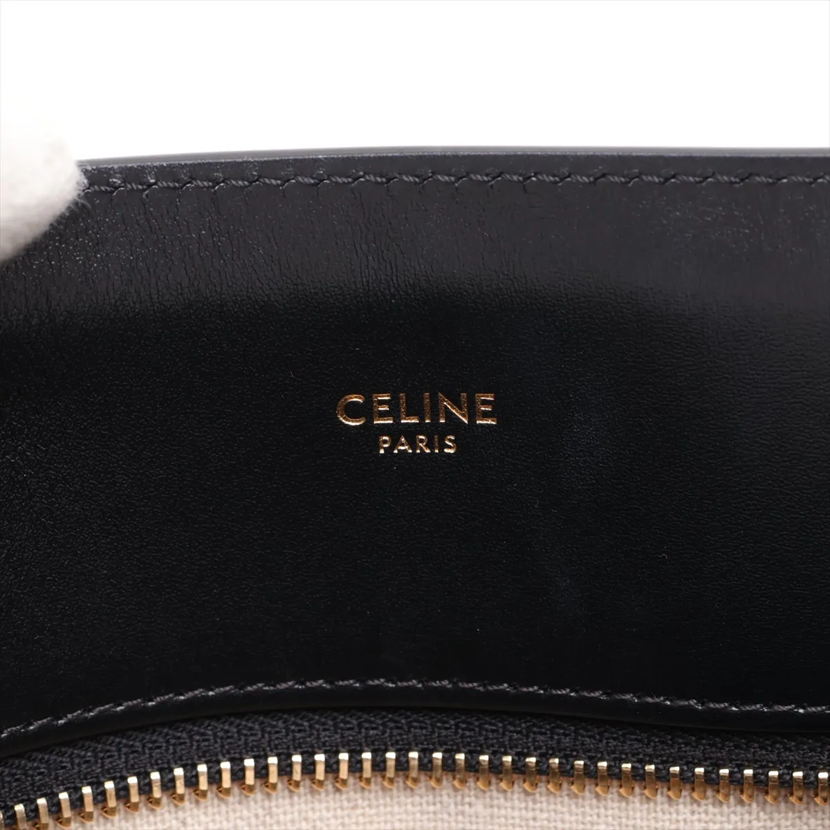 Triomphe Vertical Cabas Canvas x Leather 2-Way Handbag, Black x Beige — view 10