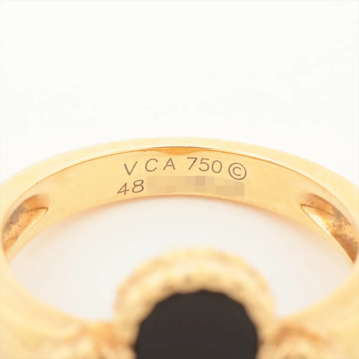 Vintage Alhambra Onyx Diamond Ring 750 (Yellow Gold) 5.9g Size 48 CL66547 Hallmark — view 3