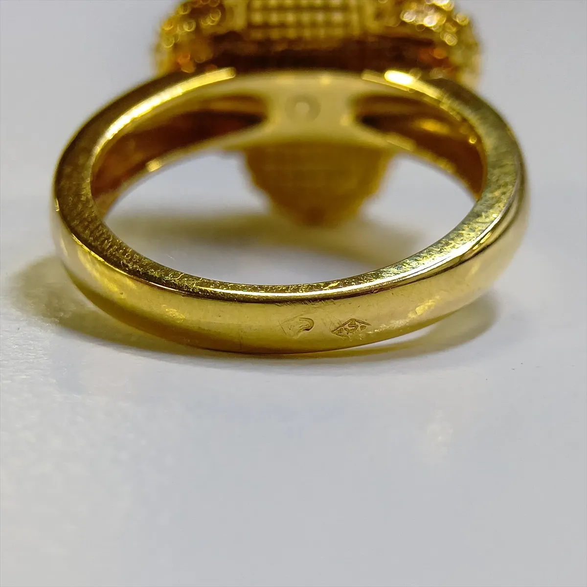 Vintage Alhambra Onyx Diamond Ring 750 (Yellow Gold) 5.9g Size 48 CL66547 Hallmark — view 5