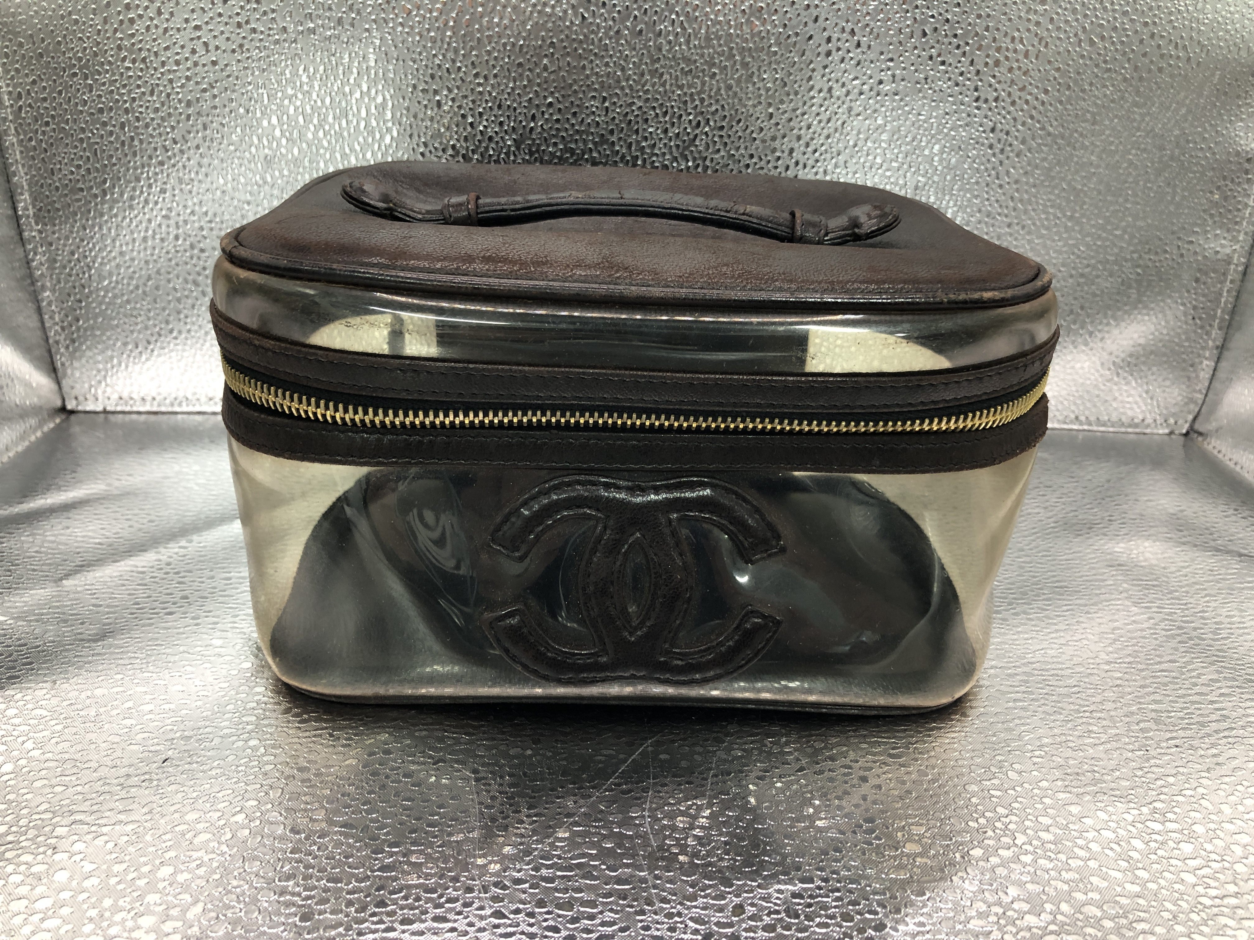 Coco Mark Vanity Bag, Vinyl/Lambskin, Clear/Black