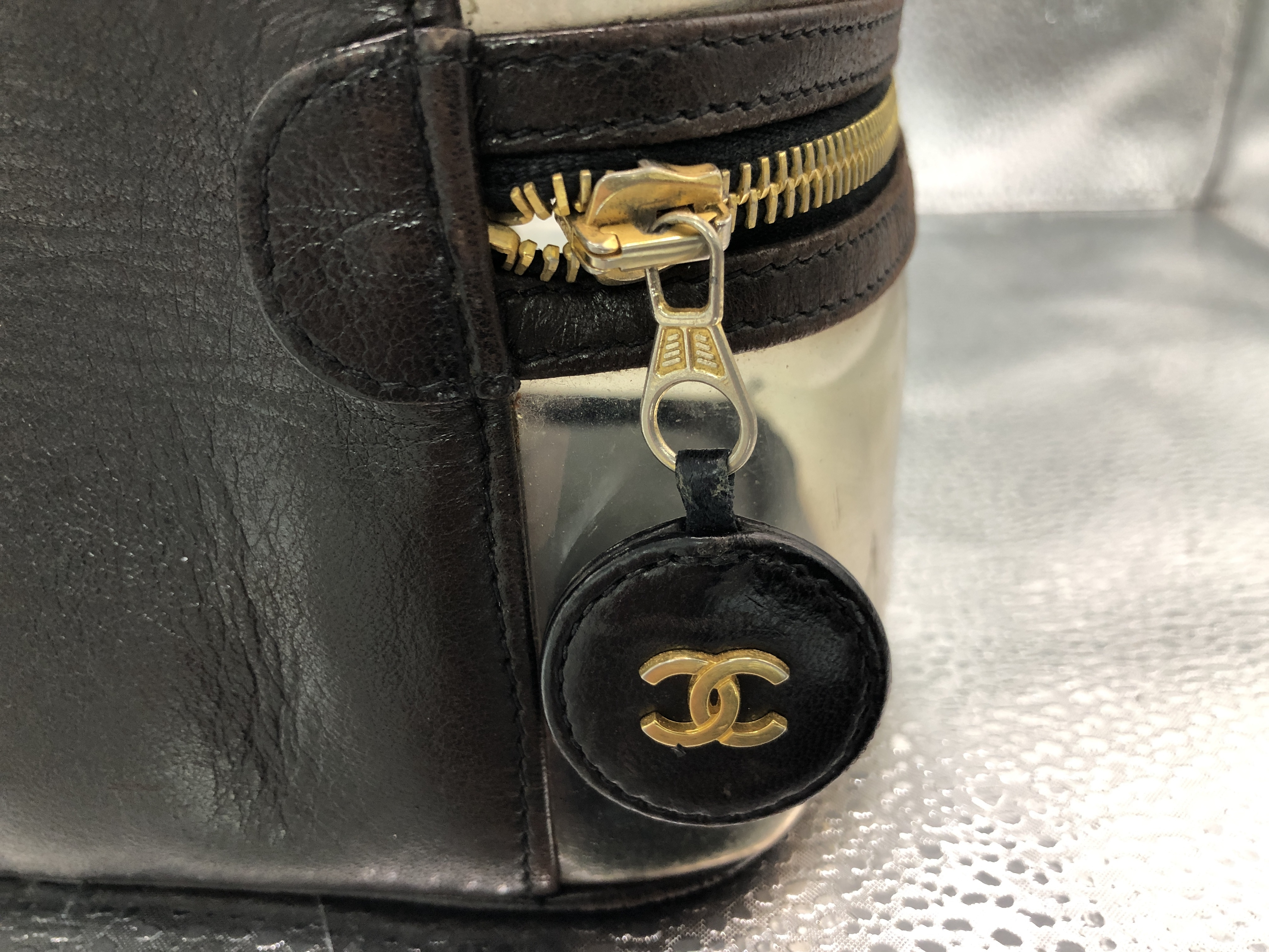 Coco Mark Vanity Bag, Vinyl/Lambskin, Clear/Black — view 7