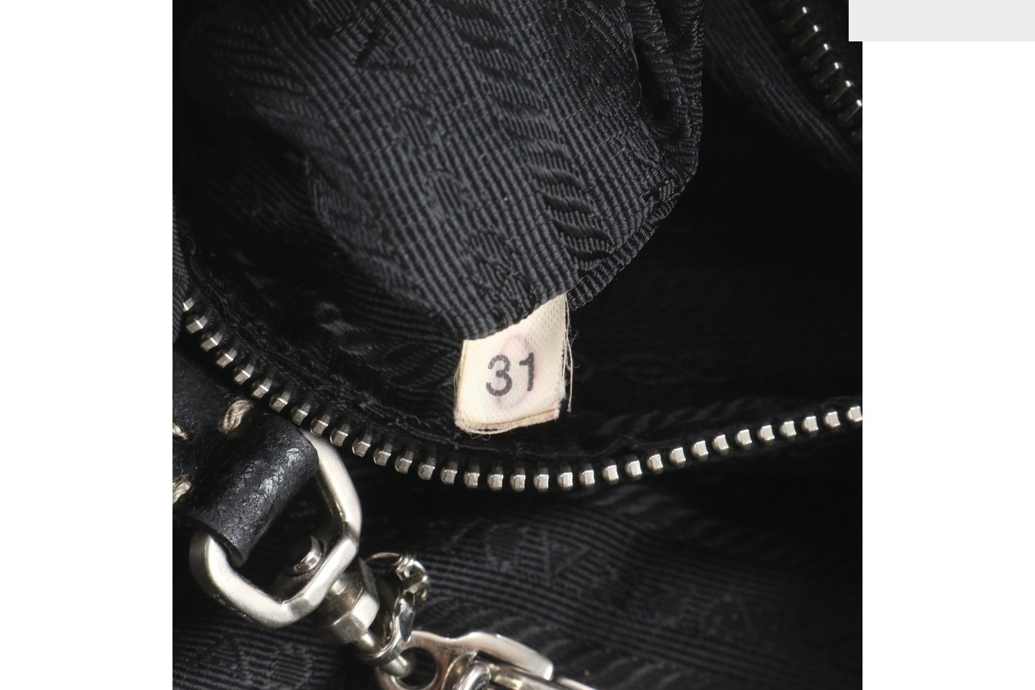 Tessuto Nylon Triangle Logo Leather Tote Bag with White Tag — view 9