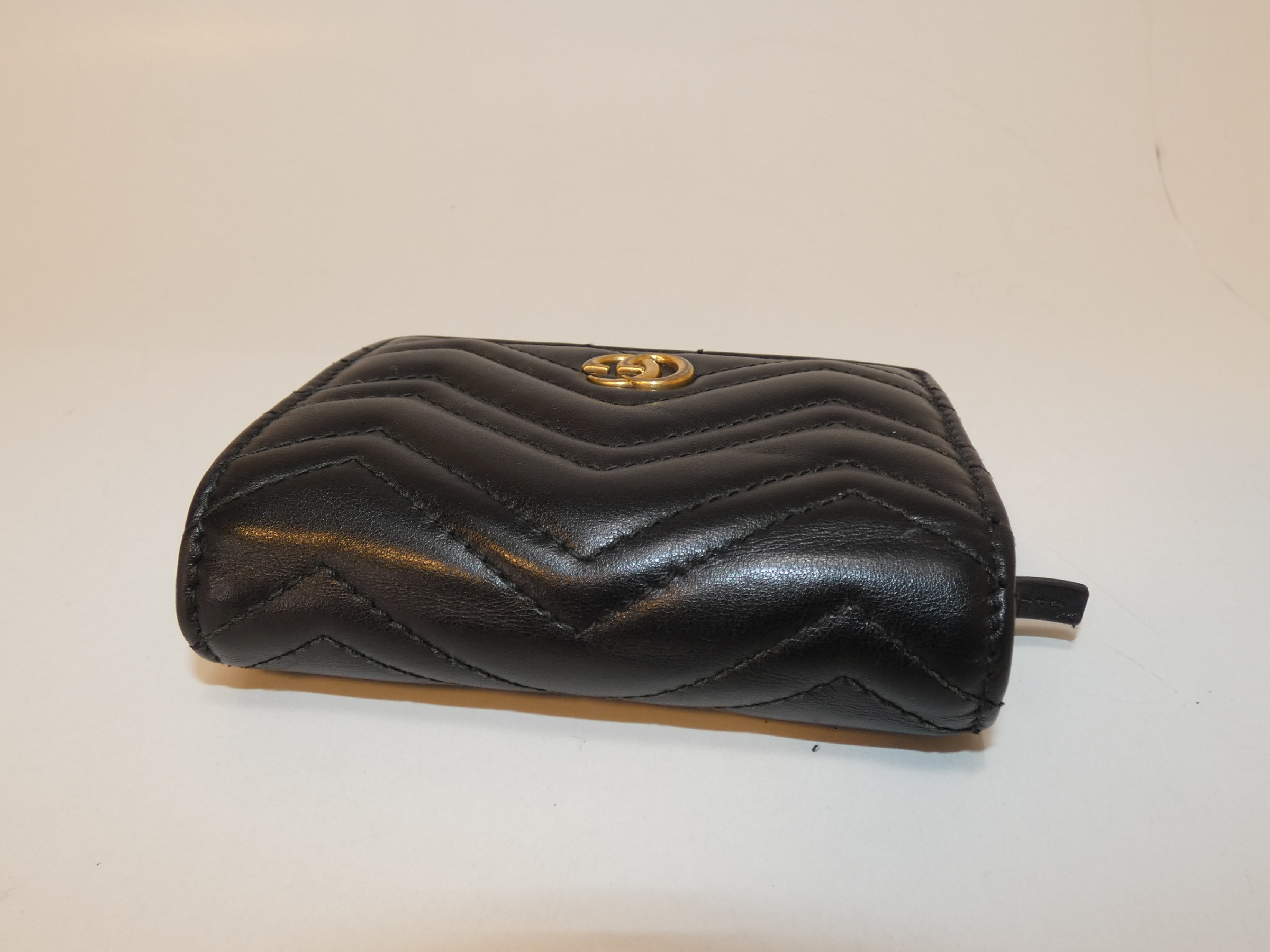 Marmont Black Leather Compact Flap Wallet — view 3