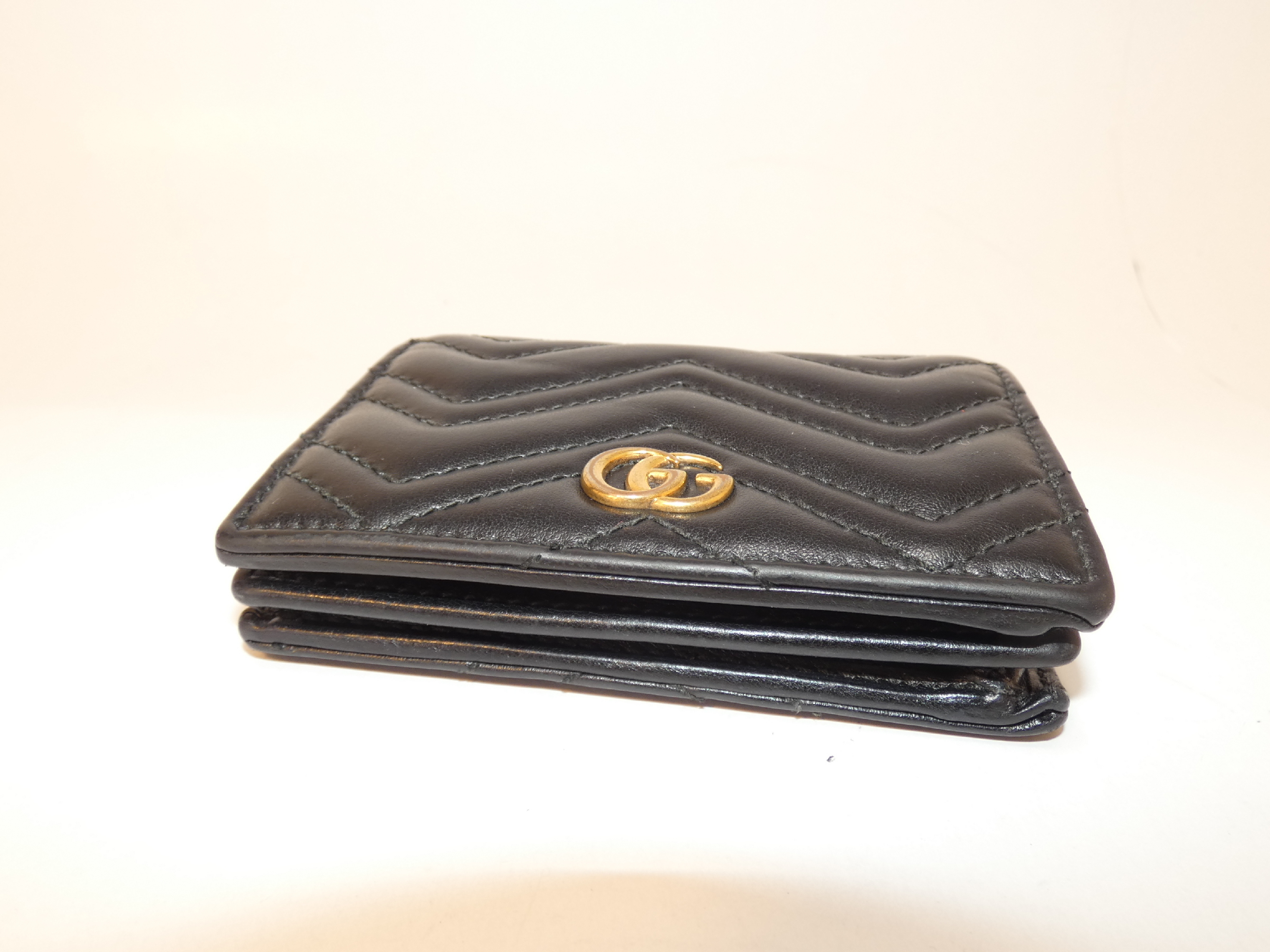 Marmont Black Leather Compact Flap Wallet — view 4