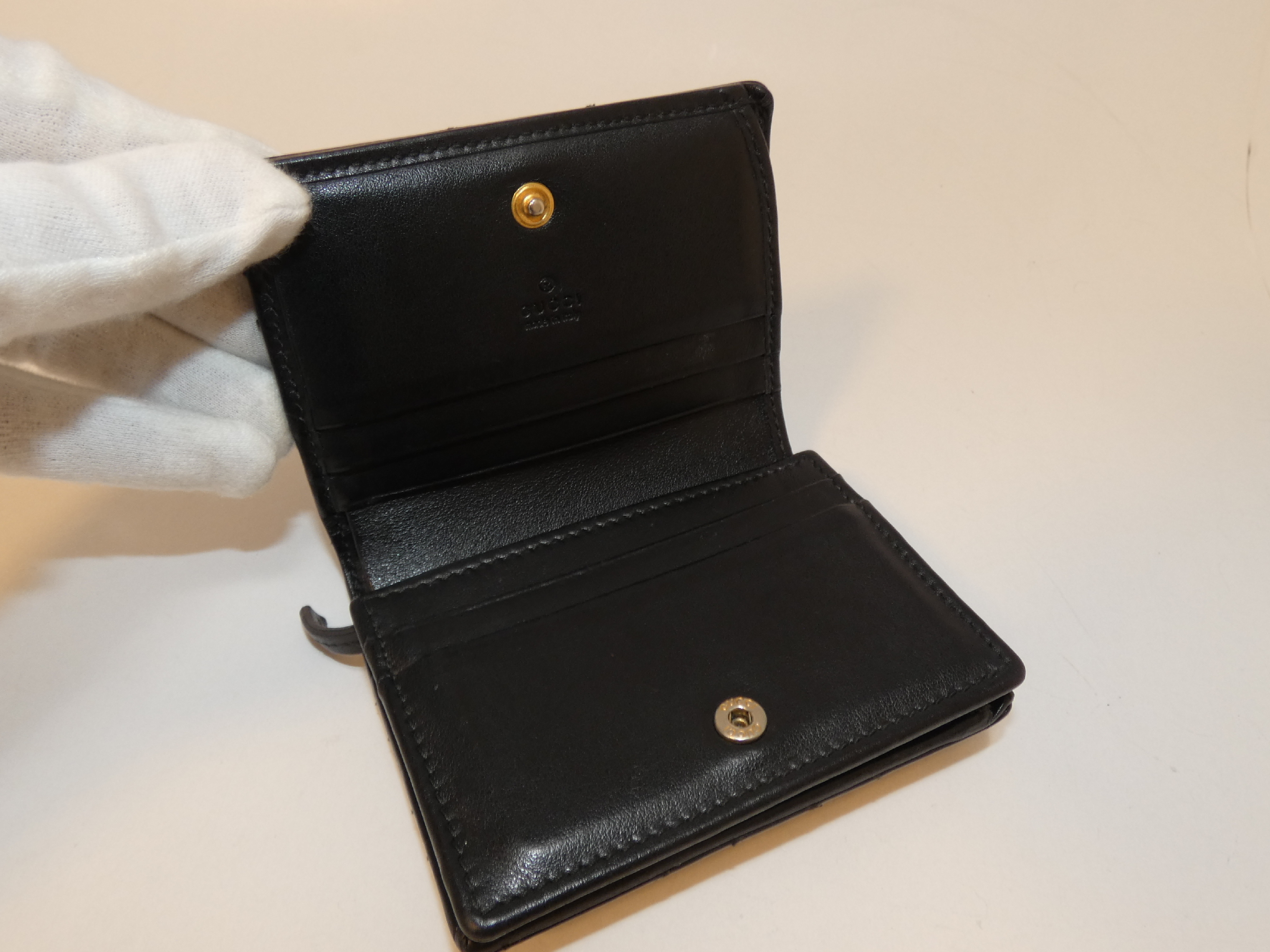 Marmont Black Leather Compact Flap Wallet — view 9