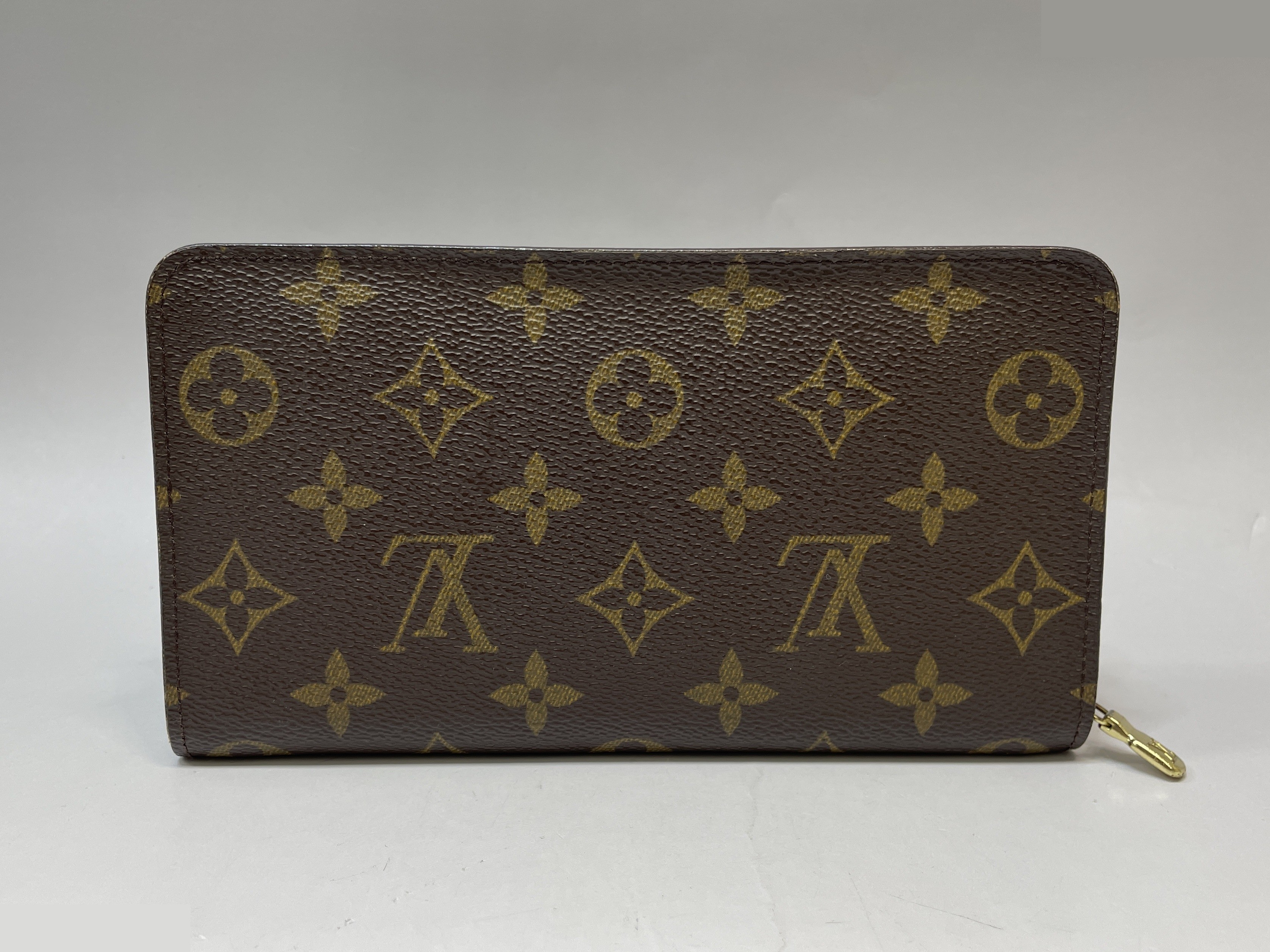 Monogram Portemonnaie Zip Round Zip Long Wallet, Brown — view 3