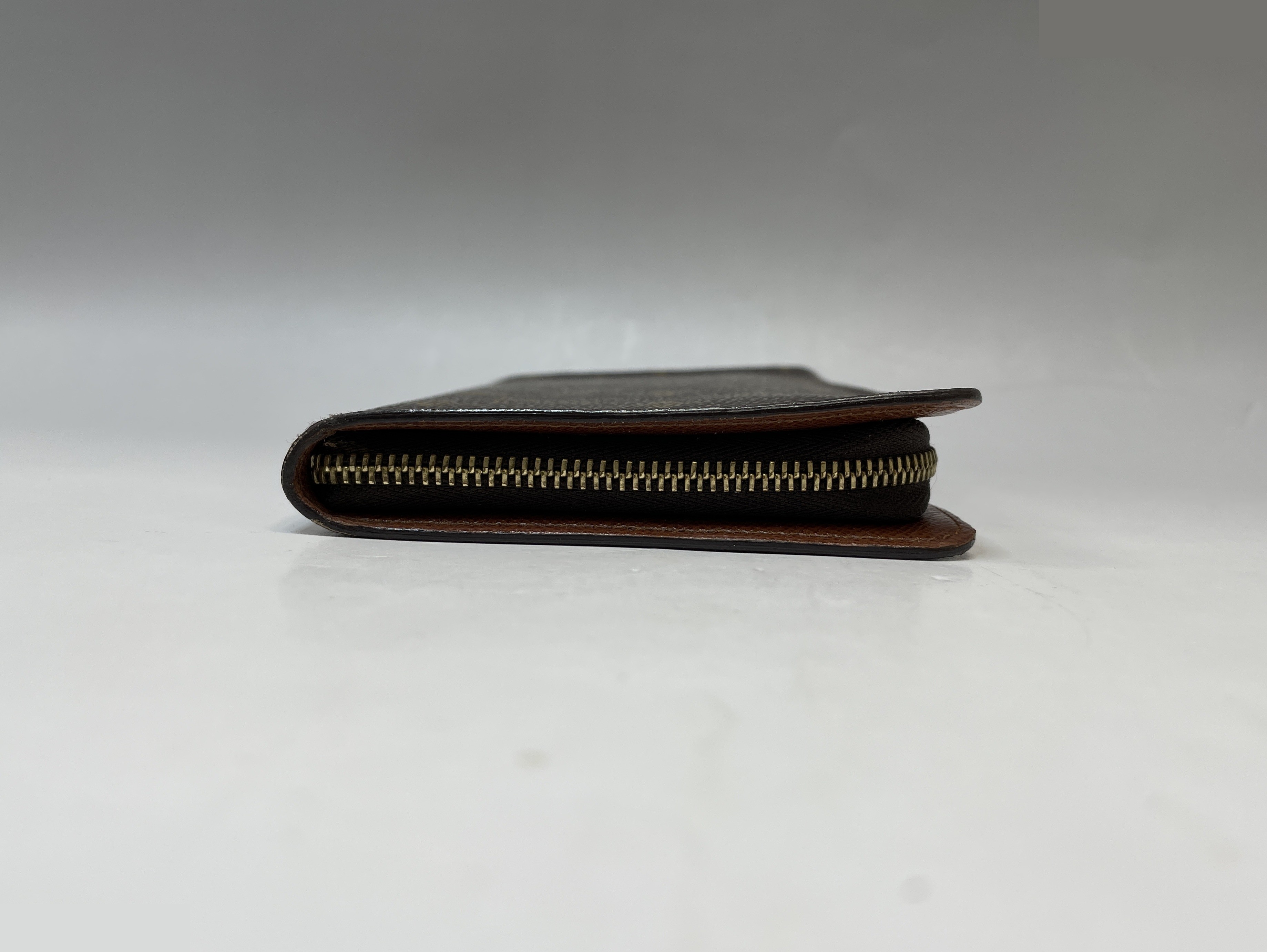 Monogram Portemonnaie Zip Round Zip Long Wallet, Brown — view 5