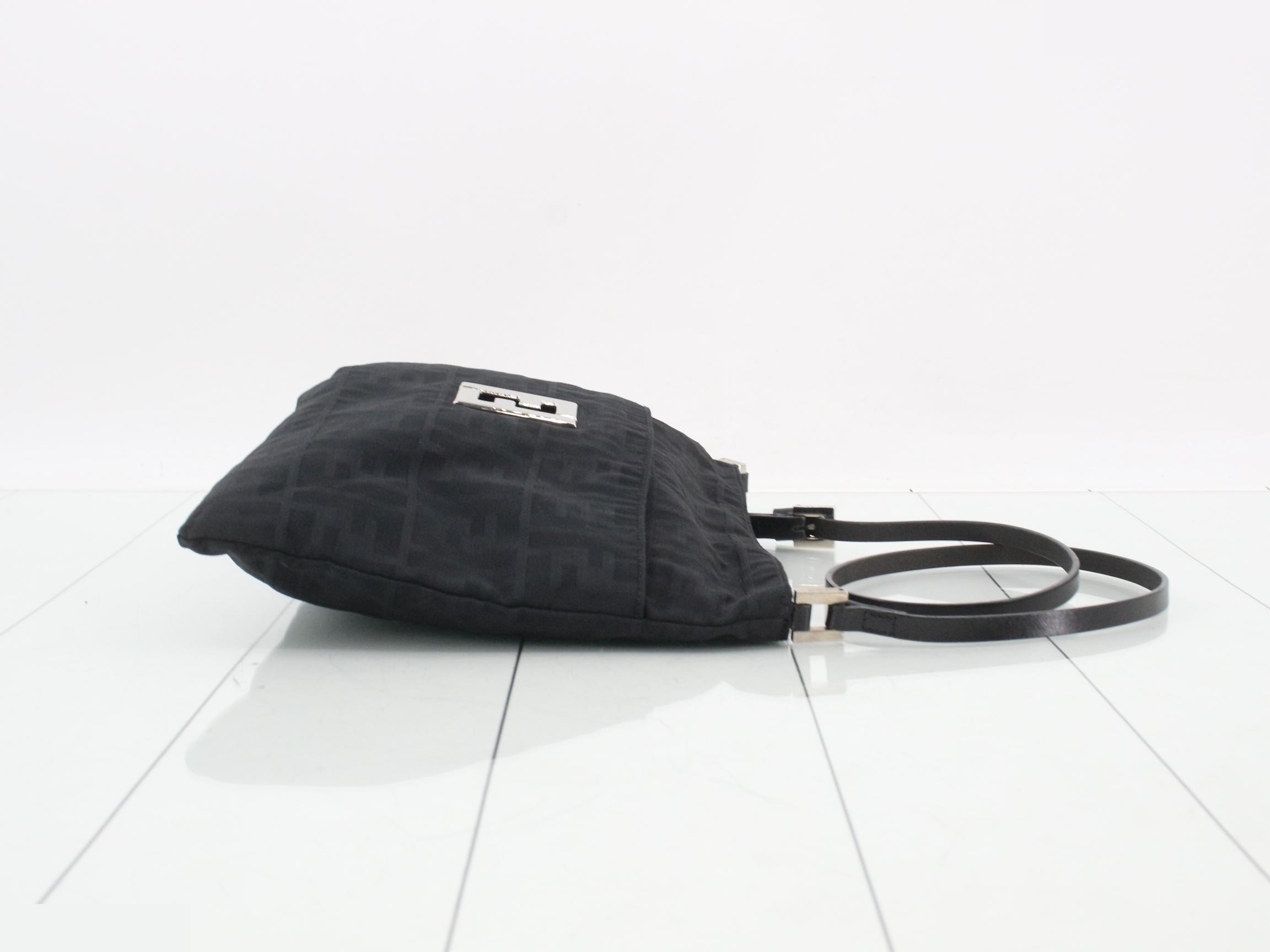 Zucca shoulder bag, nylon and leather, black — view 3