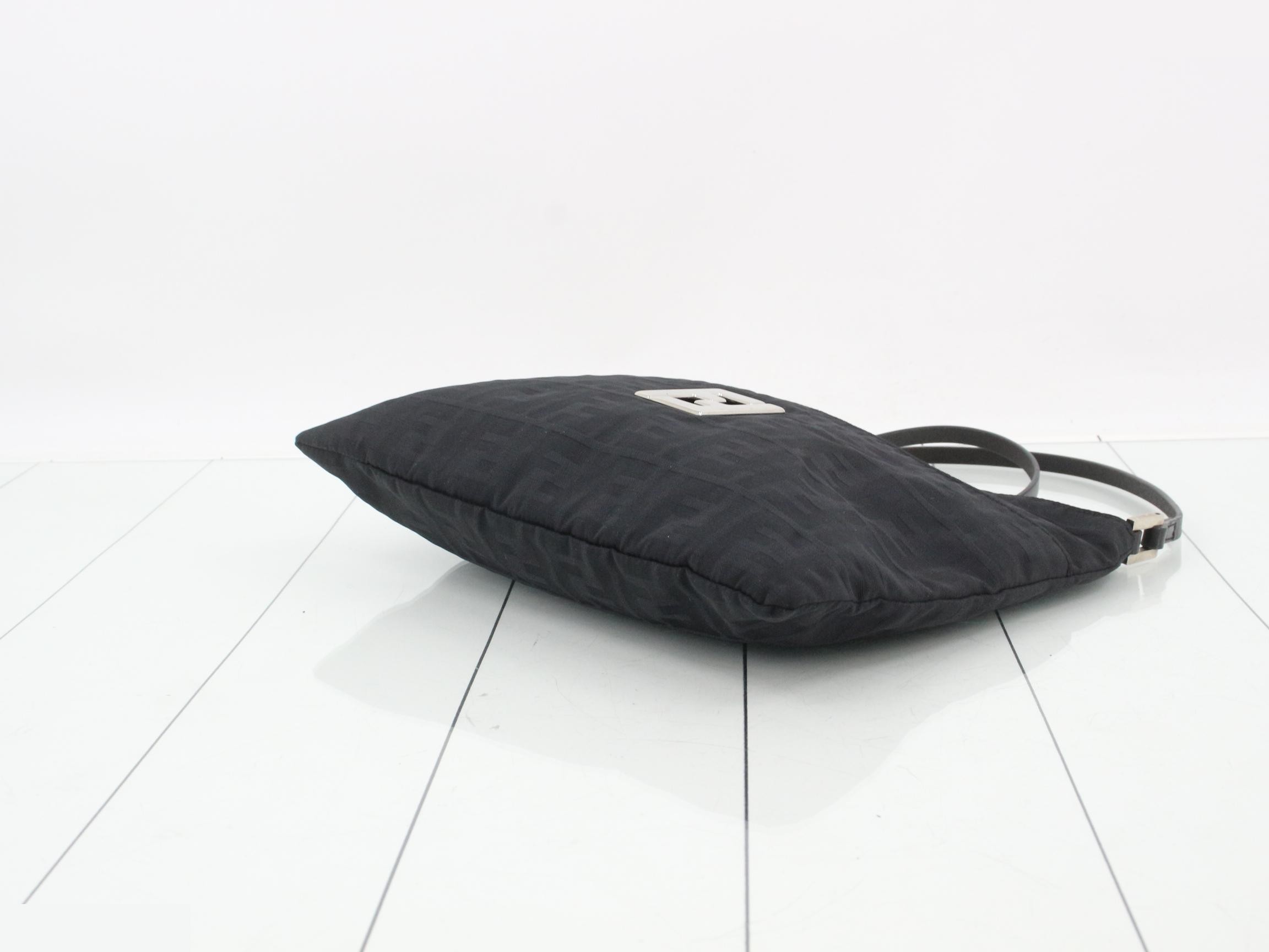 Zucca shoulder bag, nylon and leather, black — view 6