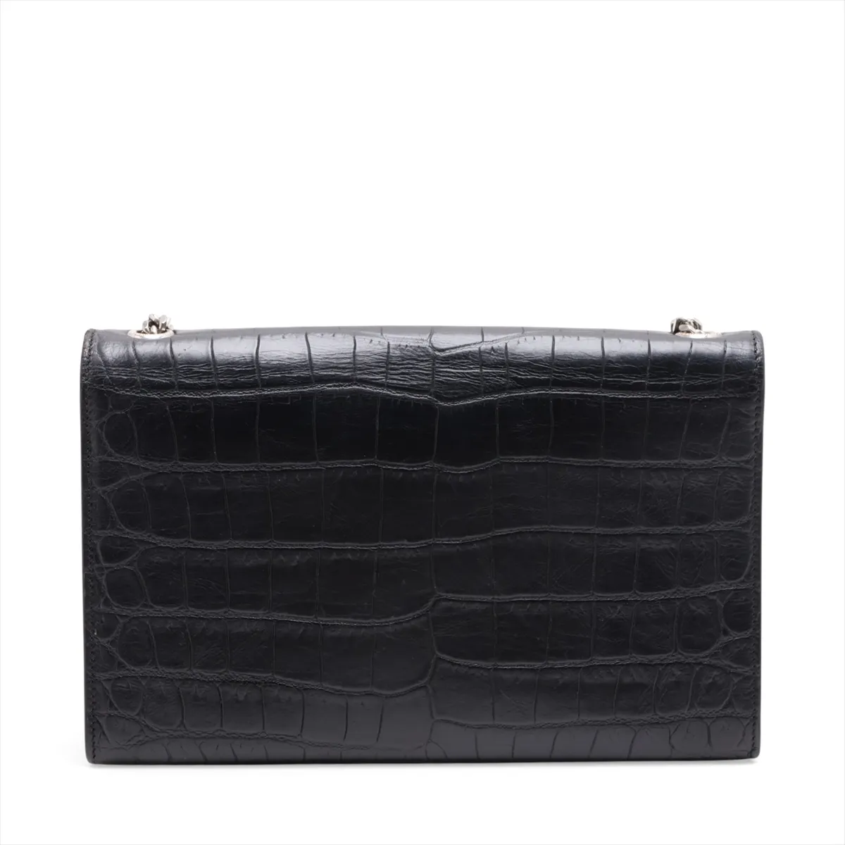 Classic Kate Crocodile Embossed Chain Shoulder Bag, Black 354119 — view 2