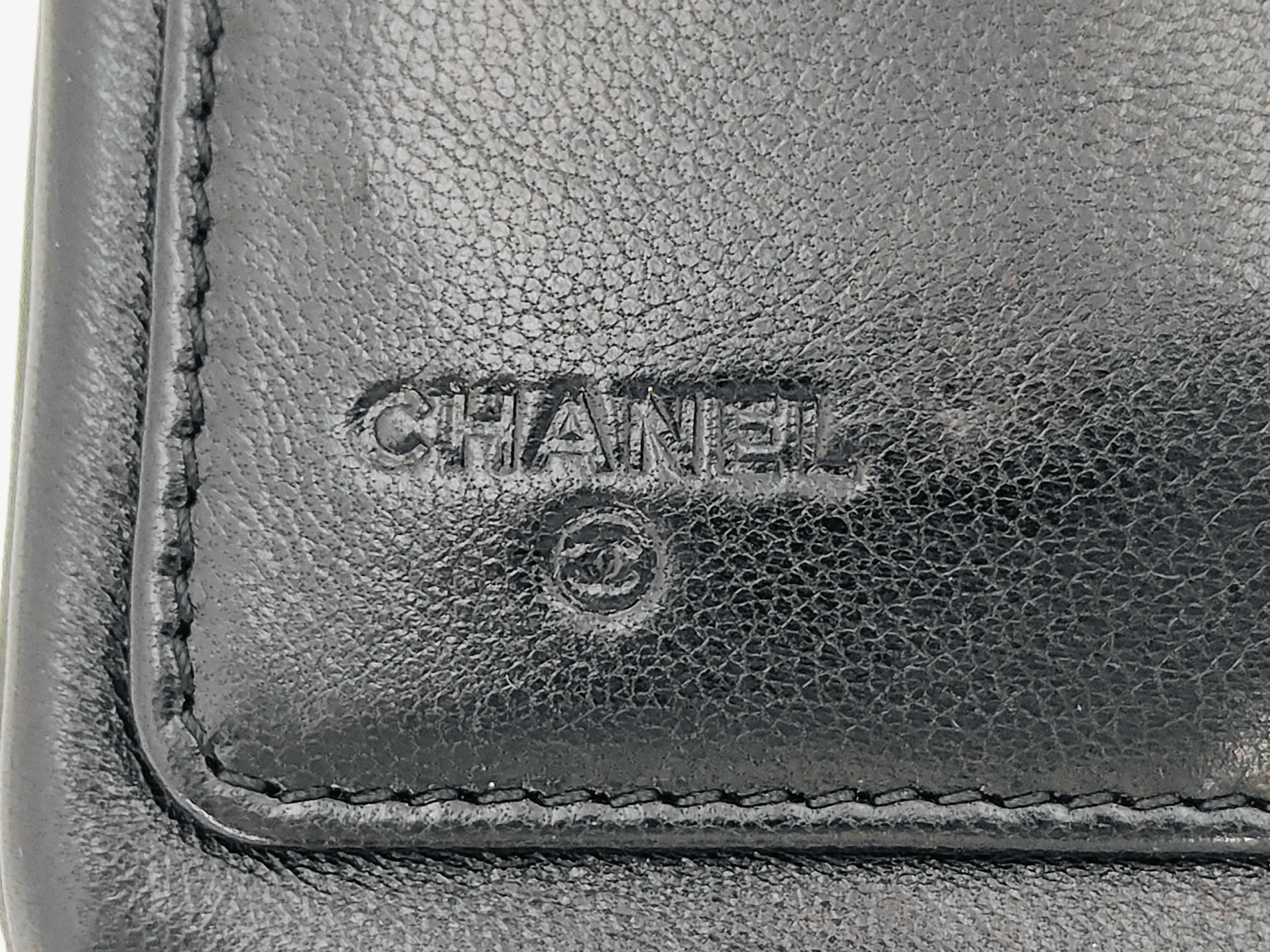 Lambskin Leather Black Long Wallet with Authenticity Card and Seal, Ribbon Design — view 15