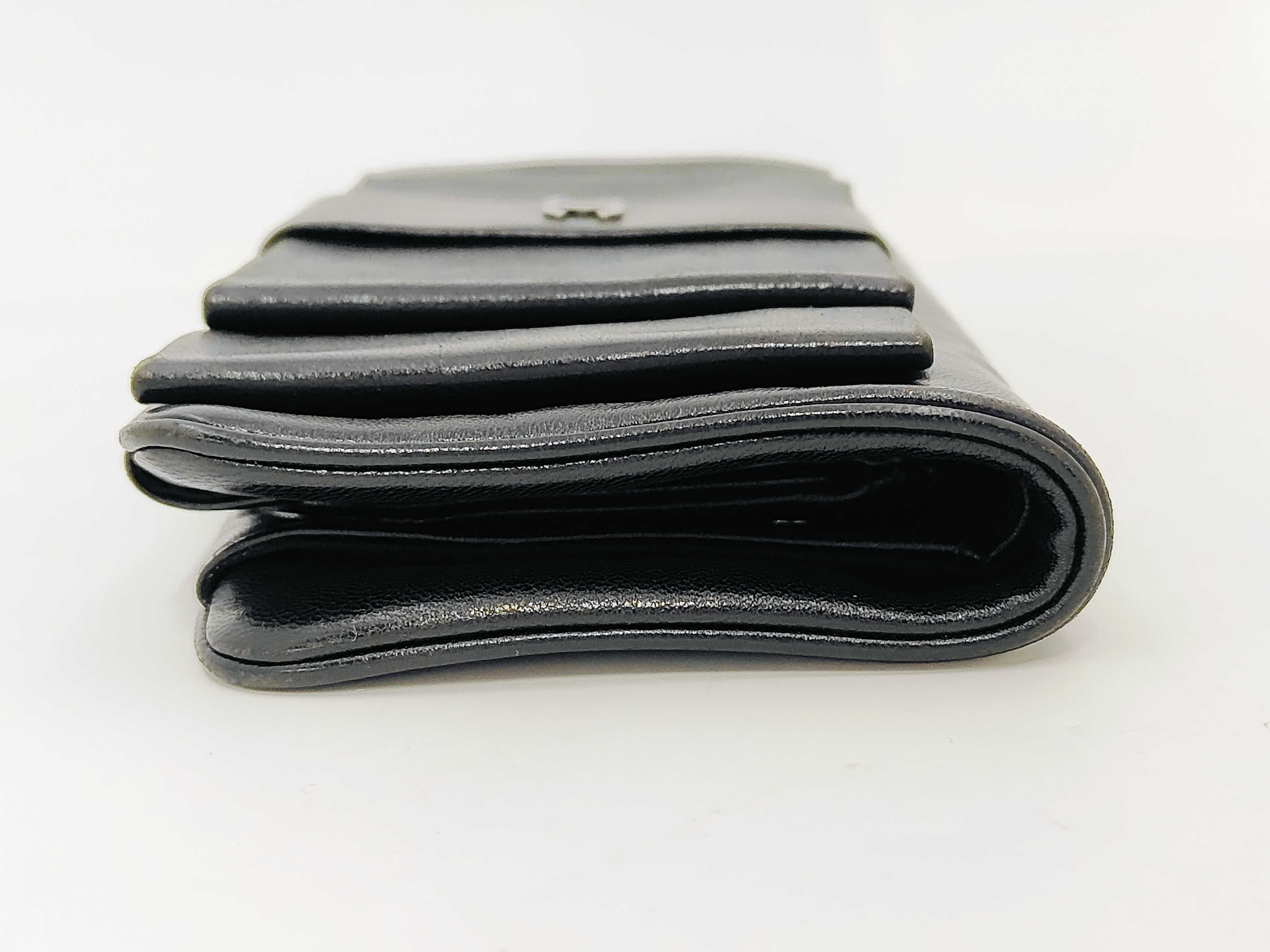 Lambskin Leather Black Long Wallet with Authenticity Card and Seal, Ribbon Design — view 6