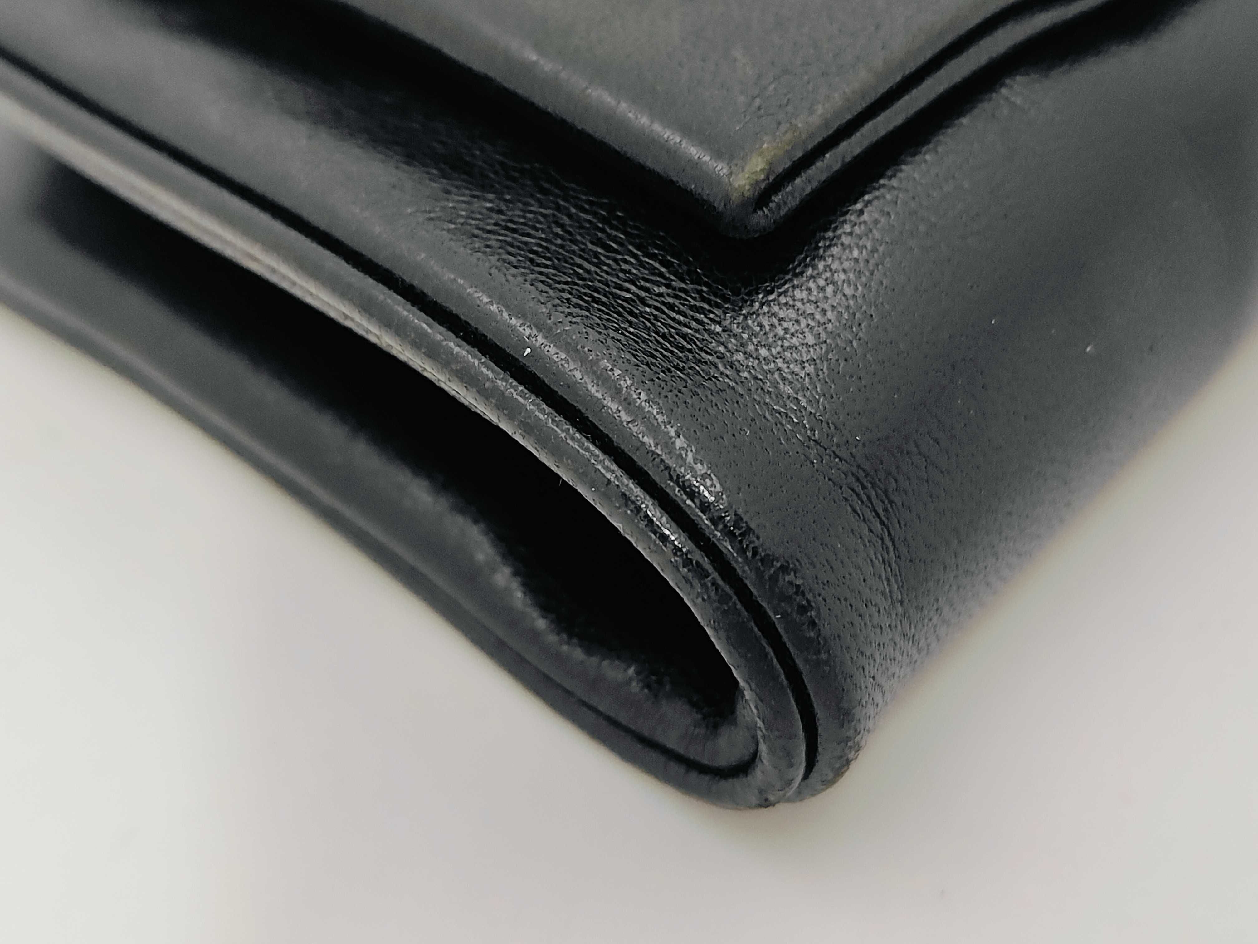 Lambskin Leather Black Long Wallet with Authenticity Card and Seal, Ribbon Design — view 7