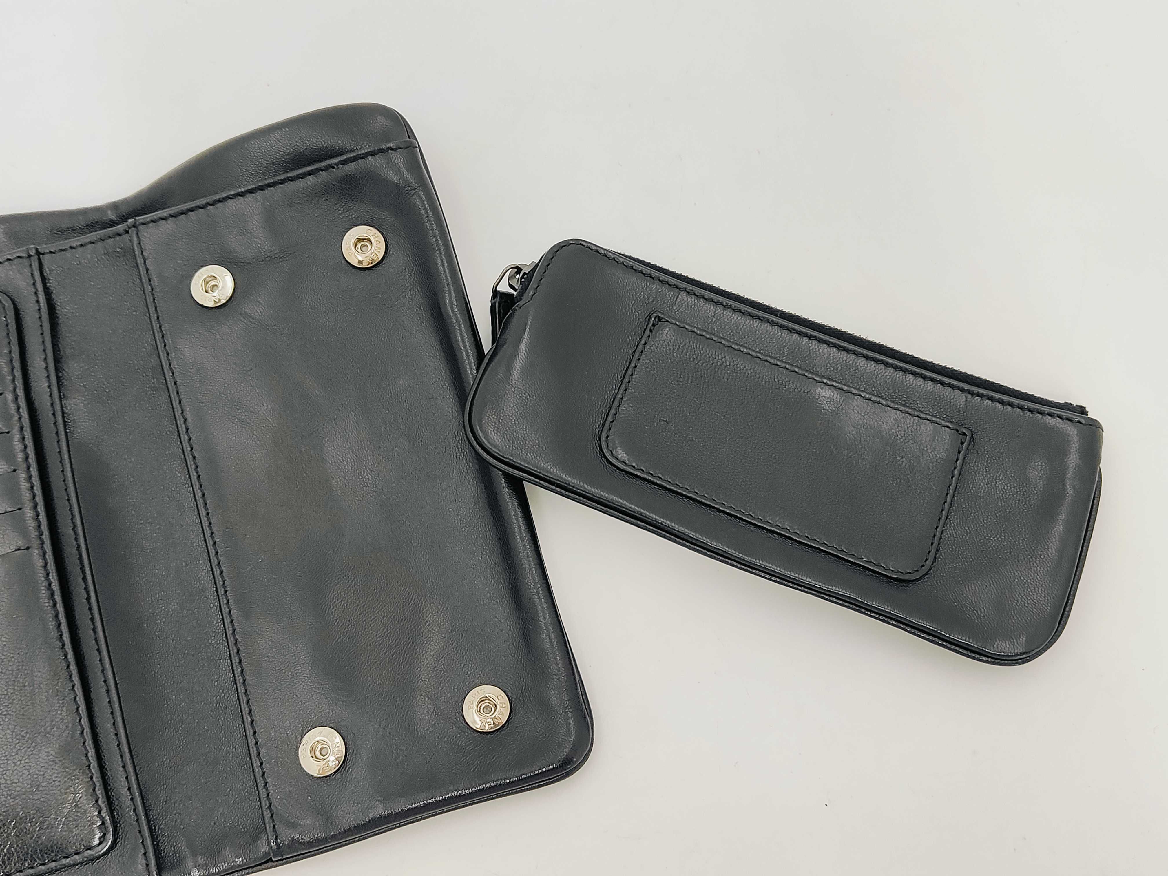 Lambskin Leather Black Long Wallet with Authenticity Card and Seal, Ribbon Design — view 9