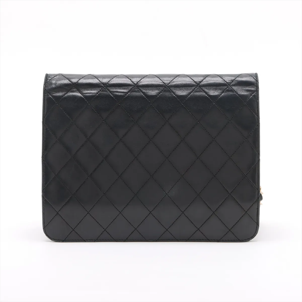 Matelasse Lambskin Chain Shoulder Bag Push Lock Black Gold Hardware — view 2